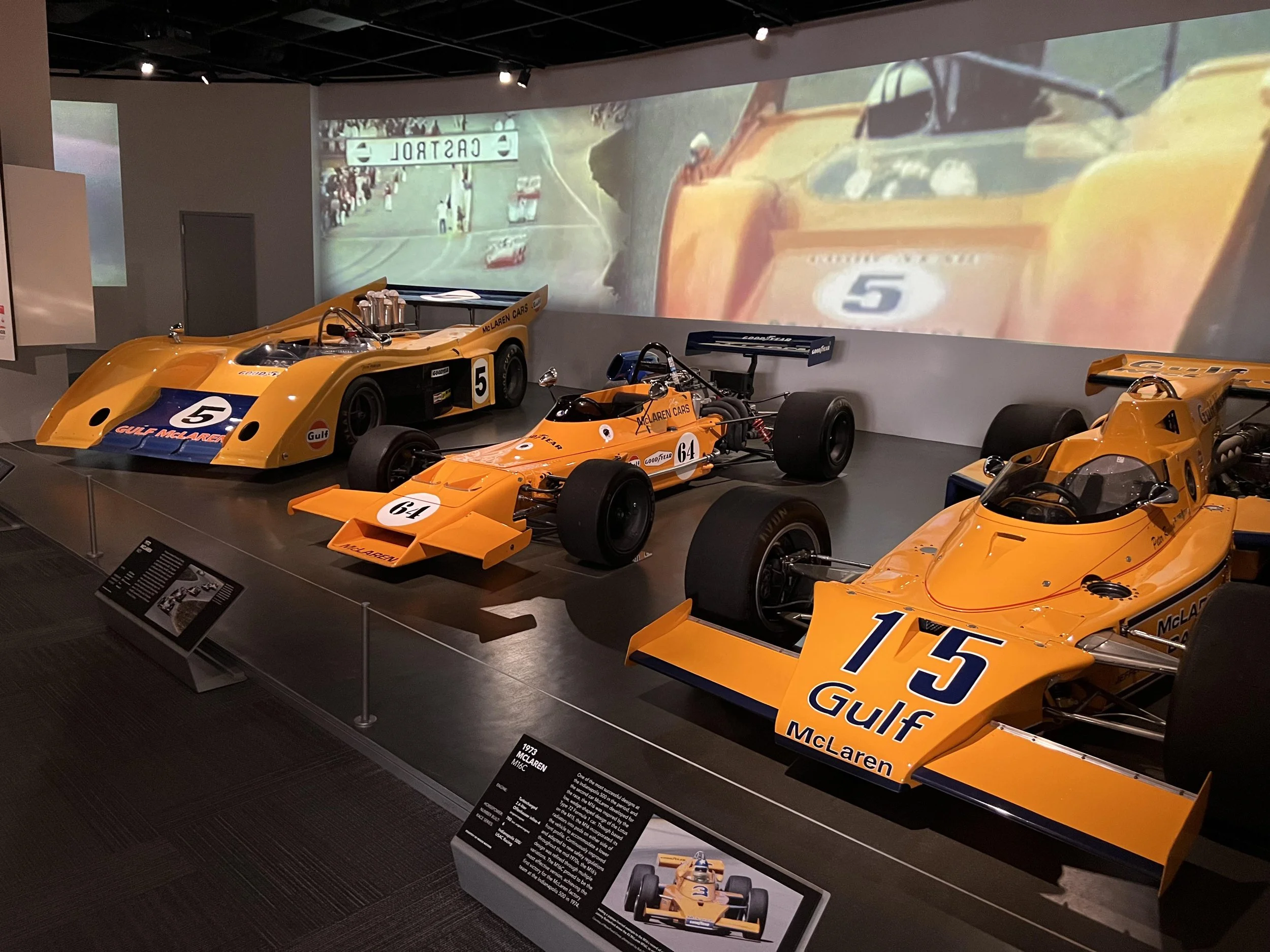 McLaren. M21-3 at the Petersen Museum. ‘Color of Success’ exhibition. 2022