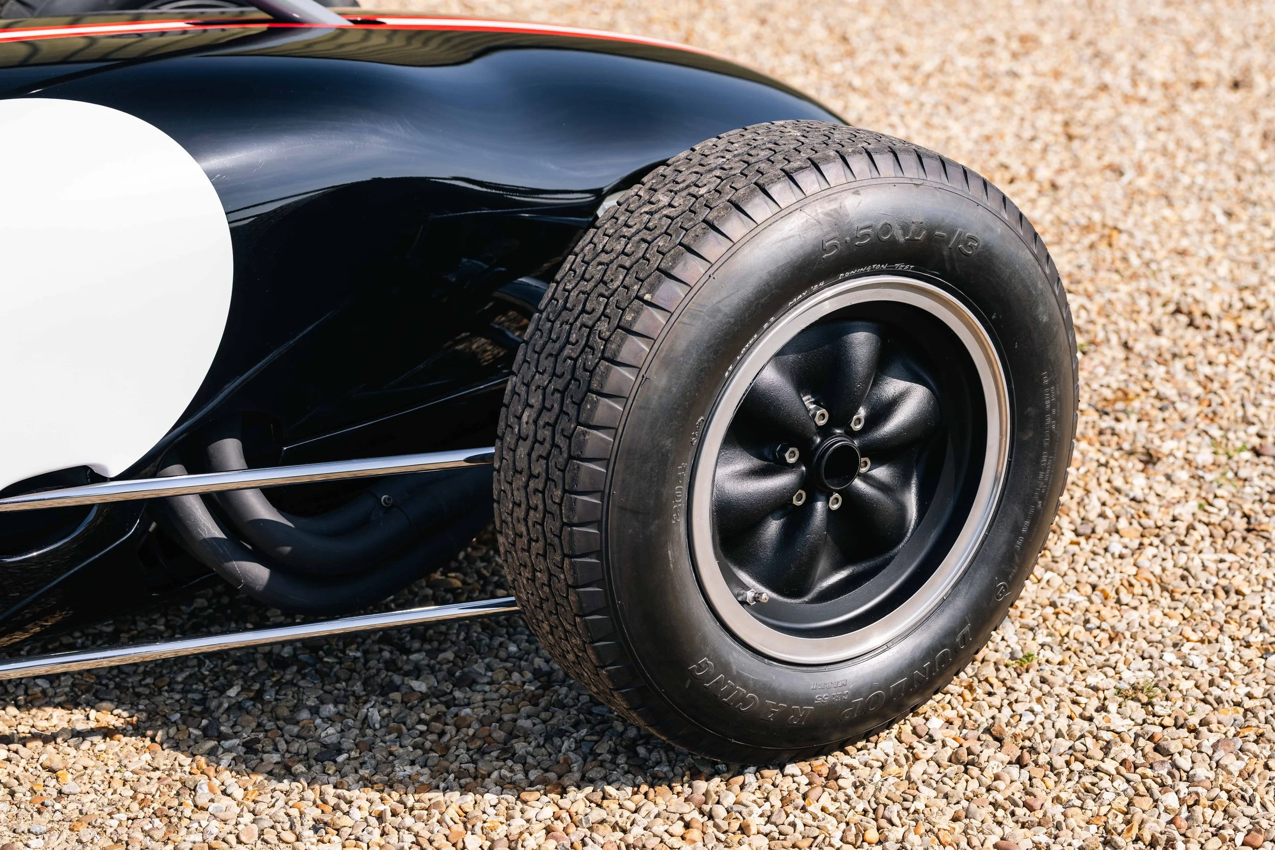 Lotus 22 Formula Junior – front wheel and tyre, chassis 22-J-39, spaceframe detail