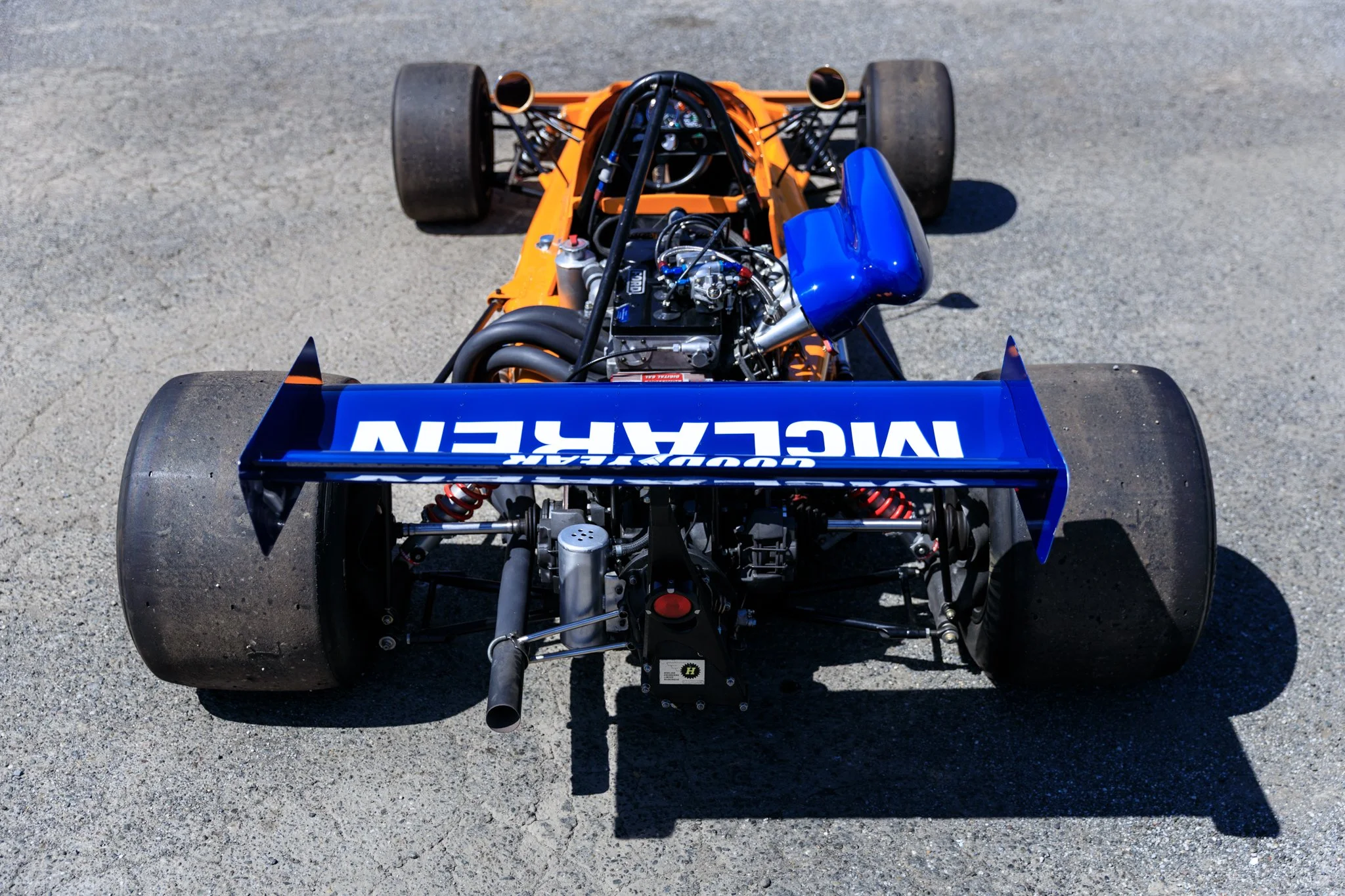 McLaren M21 Formula 2 for sale. Chassis M21-3. Teran Motorsports. Mitchell Curated. rear foil view
