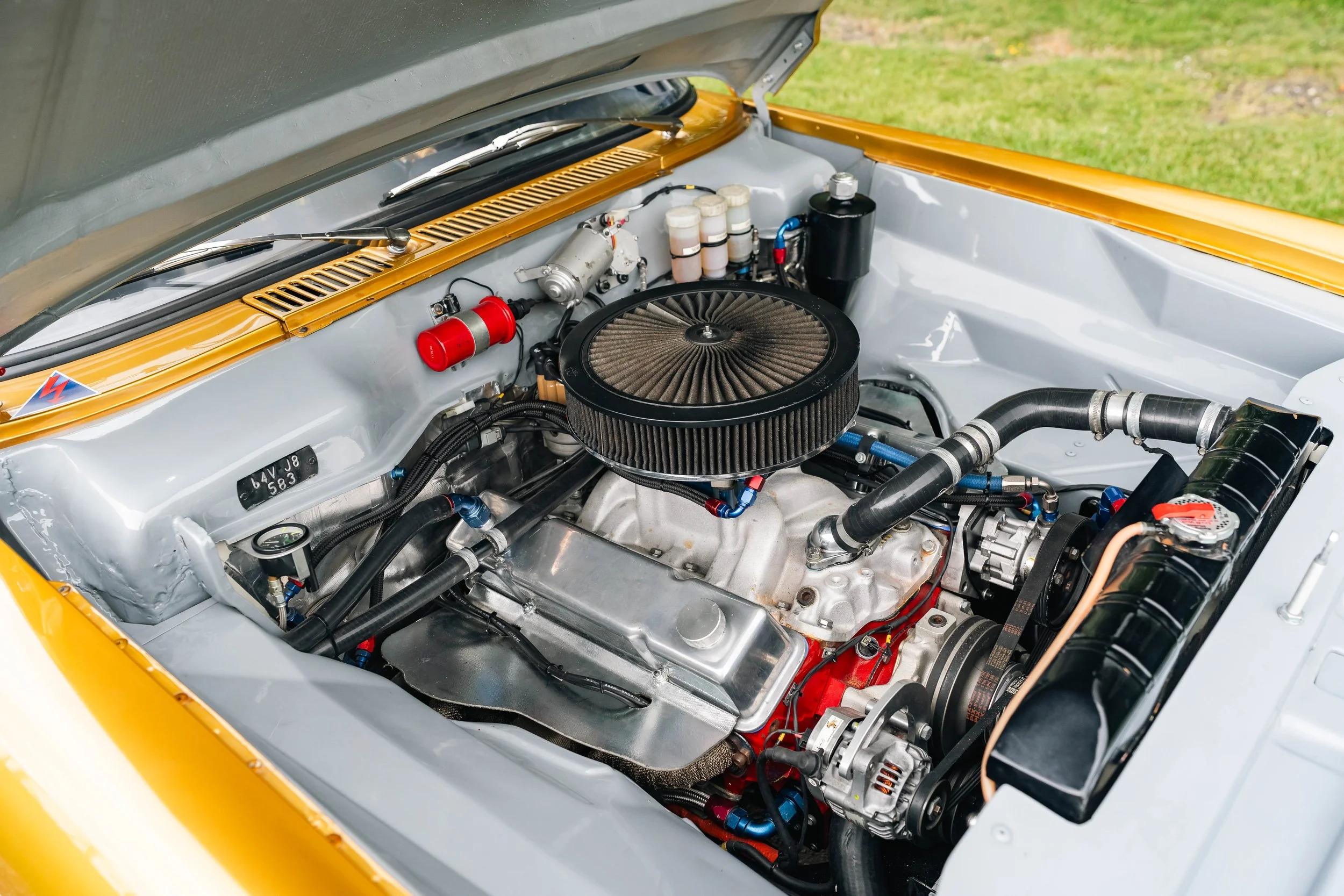 Studebaker Lark Daytona – Peter Knight Chevrolet V8 engine bay right side, approximately 430bhp
