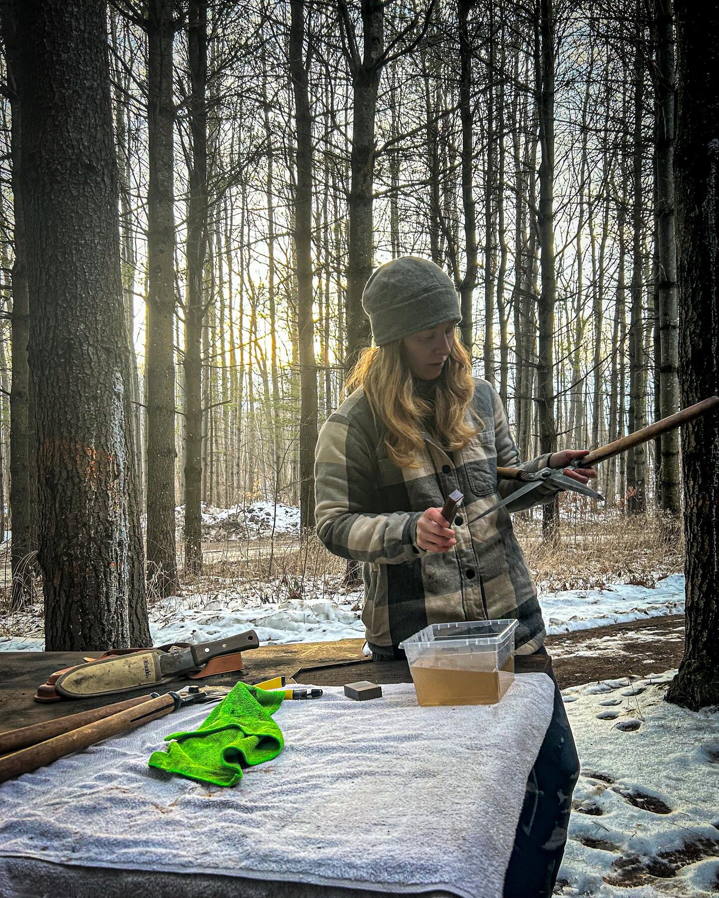 / BY HAND /
.
Over here we are taking advantage of every beautiful, sunny winter day by working outside amongst the pines. This is a good time of year to clean and sharpen hand tools (if you are like me and don&rsquo;t do this task right at the end o