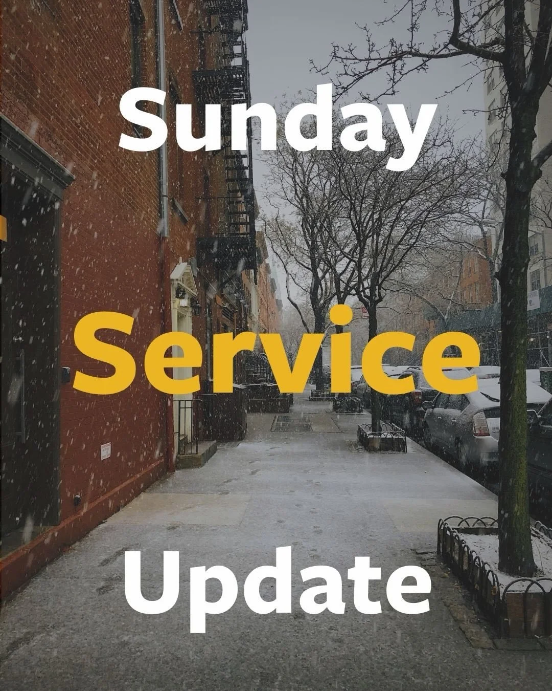 Link in description for our YouTube page.

We&rsquo;ve been keeping an eye on the snowstorm and spending time in prayer. Because your safety matters to us, we&rsquo;ve decided to do only online services this Sunday.

Join us on YouTube at 9am Sunday 