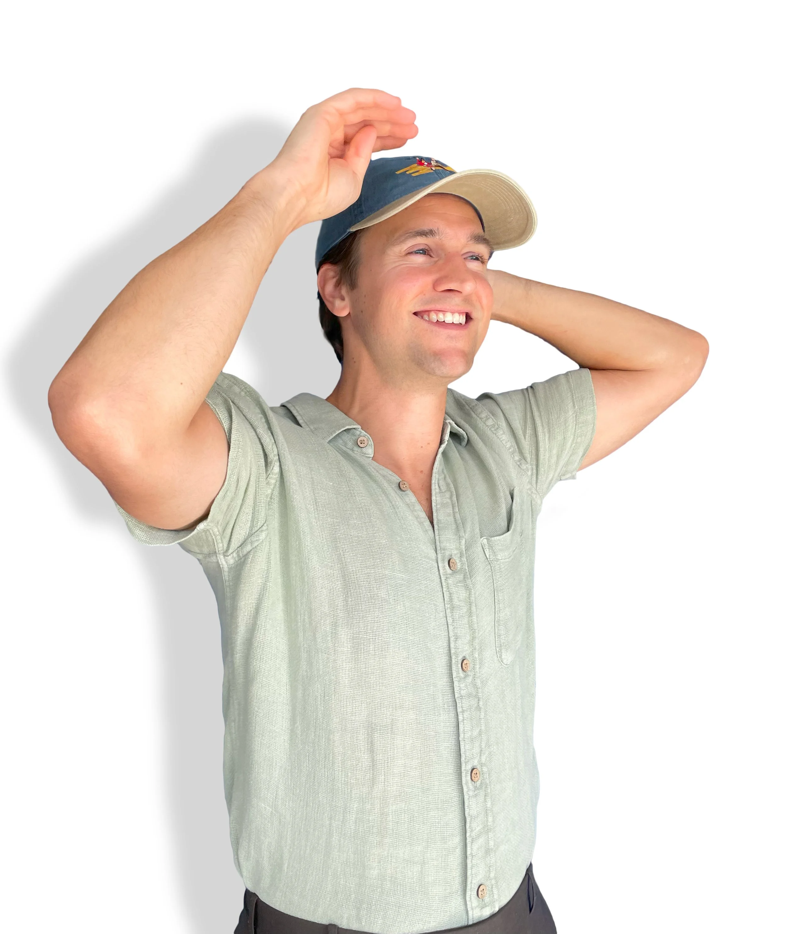 Dad Hat in Denim and Khaki Front Man.jpg