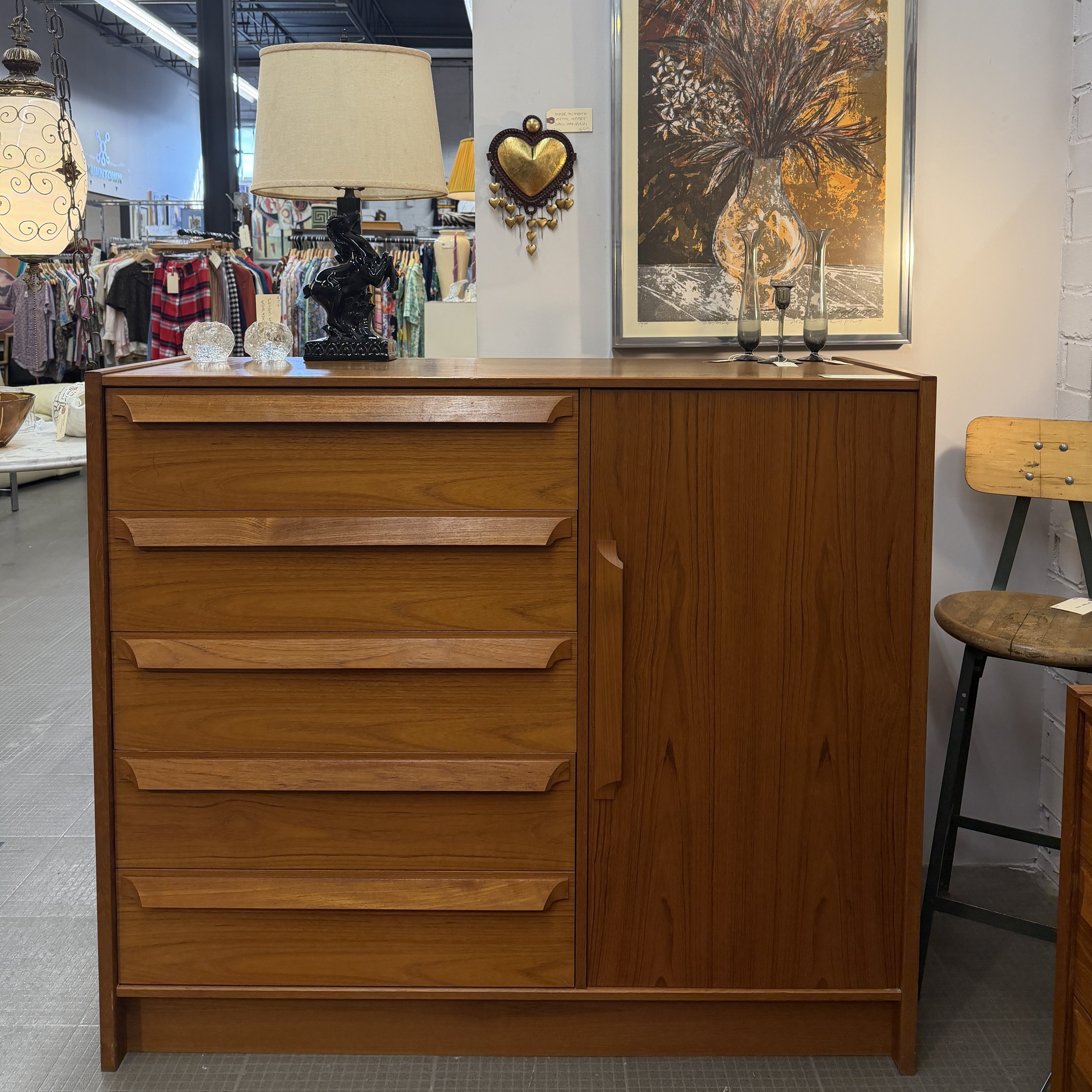 Vintage Danish Teak Highboy Dresser by Skovby Møbelfabrik