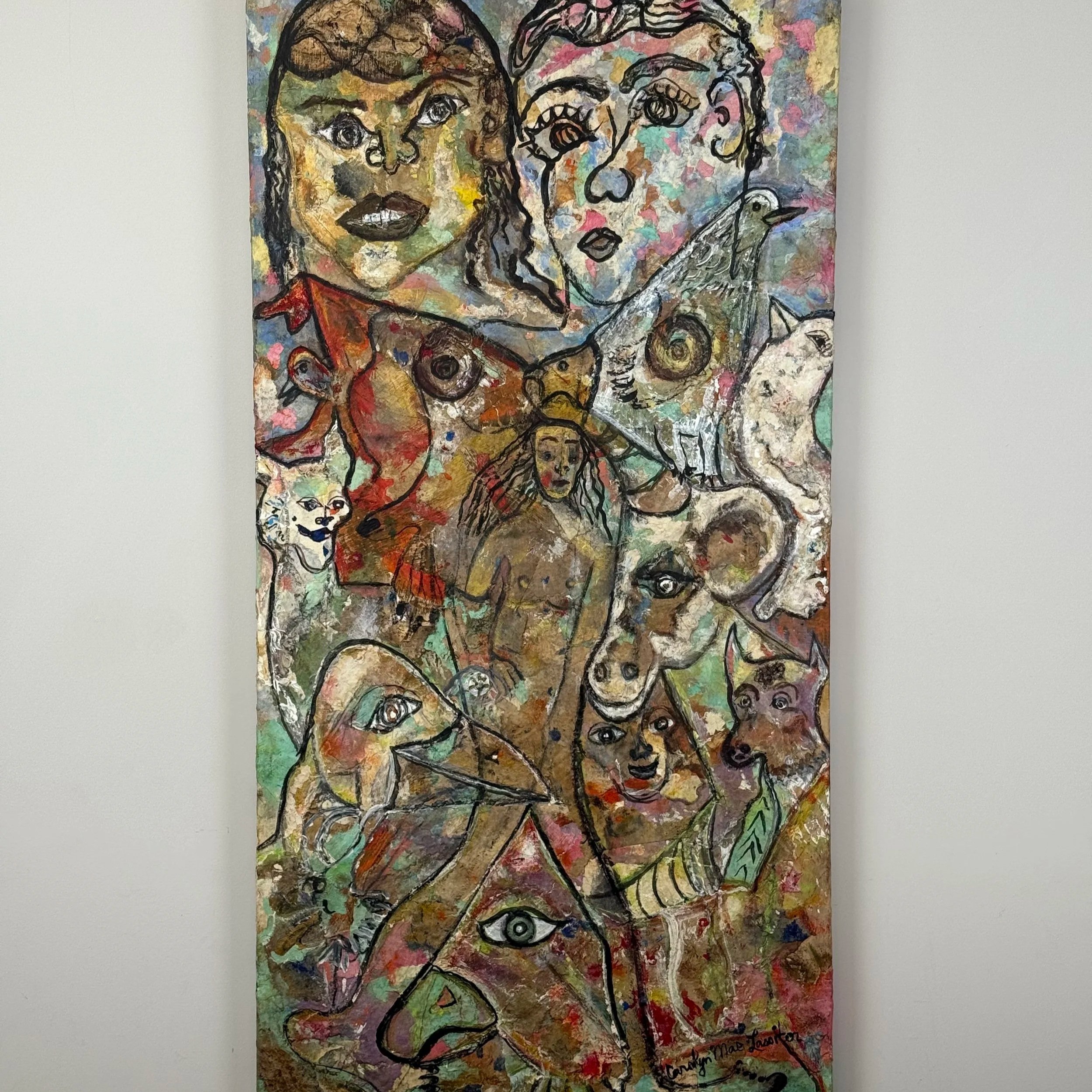 "Walking with God's Creatures" Mixed Media Painting on Laid Paper