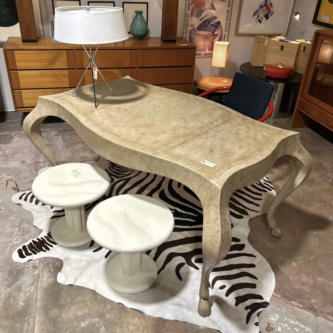Sculptural Leather Desk w/ Hooved Feet