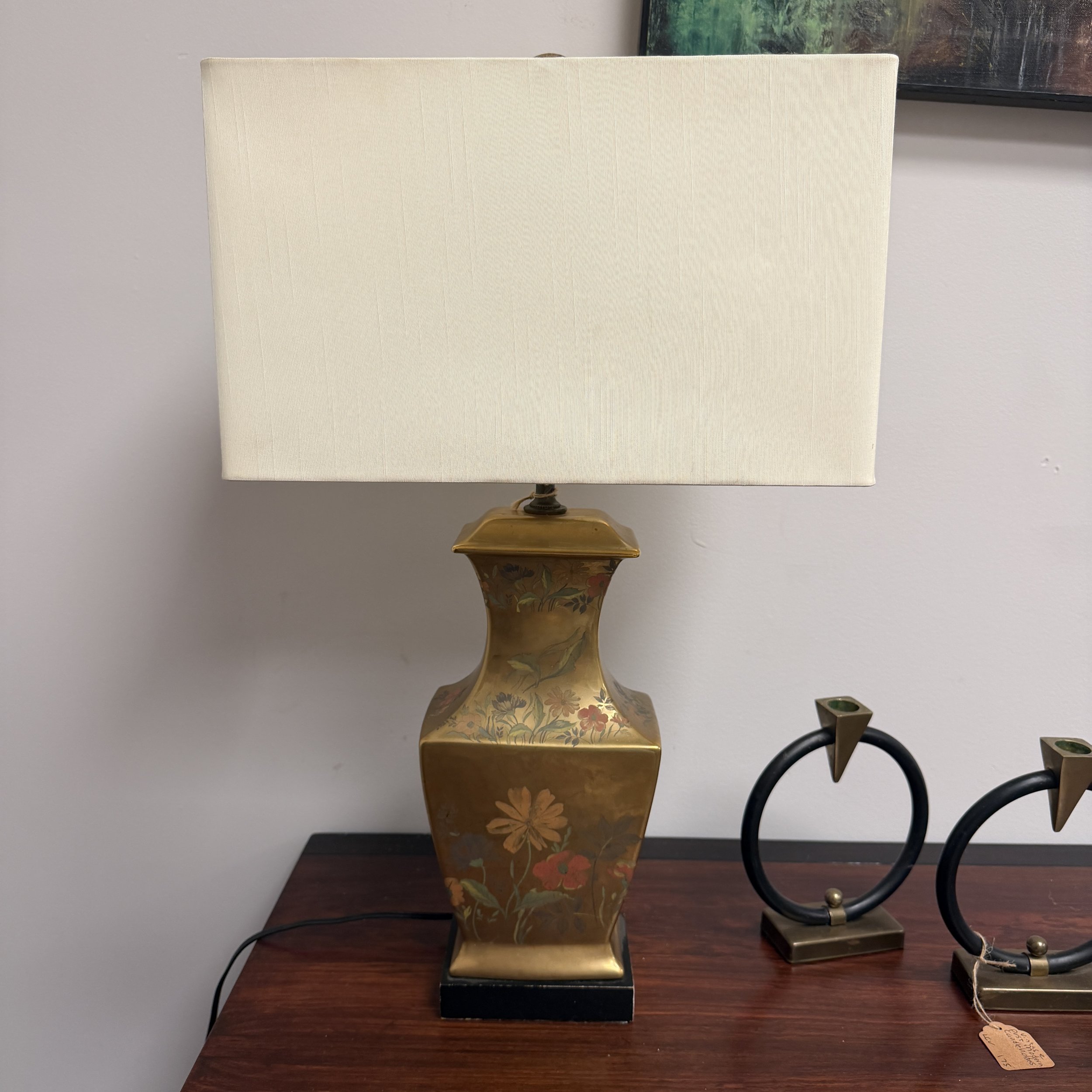 Vintage Morris Greenspan Hand-Painted Table Lamp