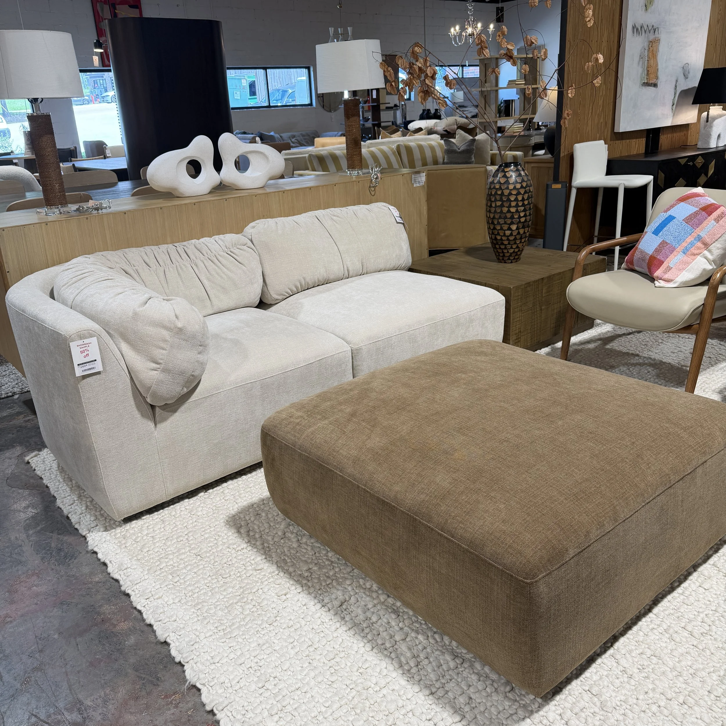 Matina Modular Sofa & Ottoman, Oatmeal & Taupe