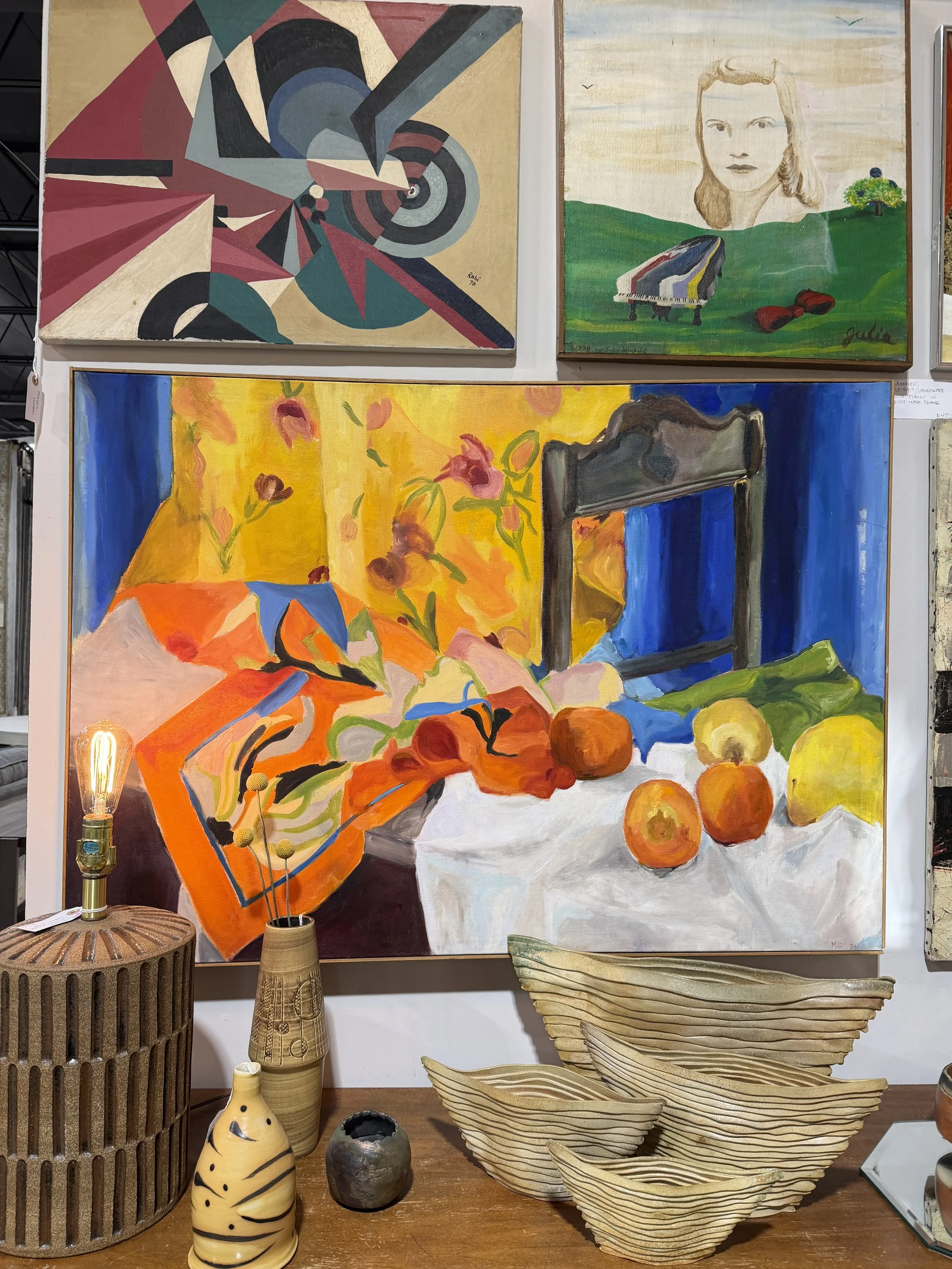 Large Vintage Still Life Painting, Signed “MC ’74” — Hidden Painting on Reverse
