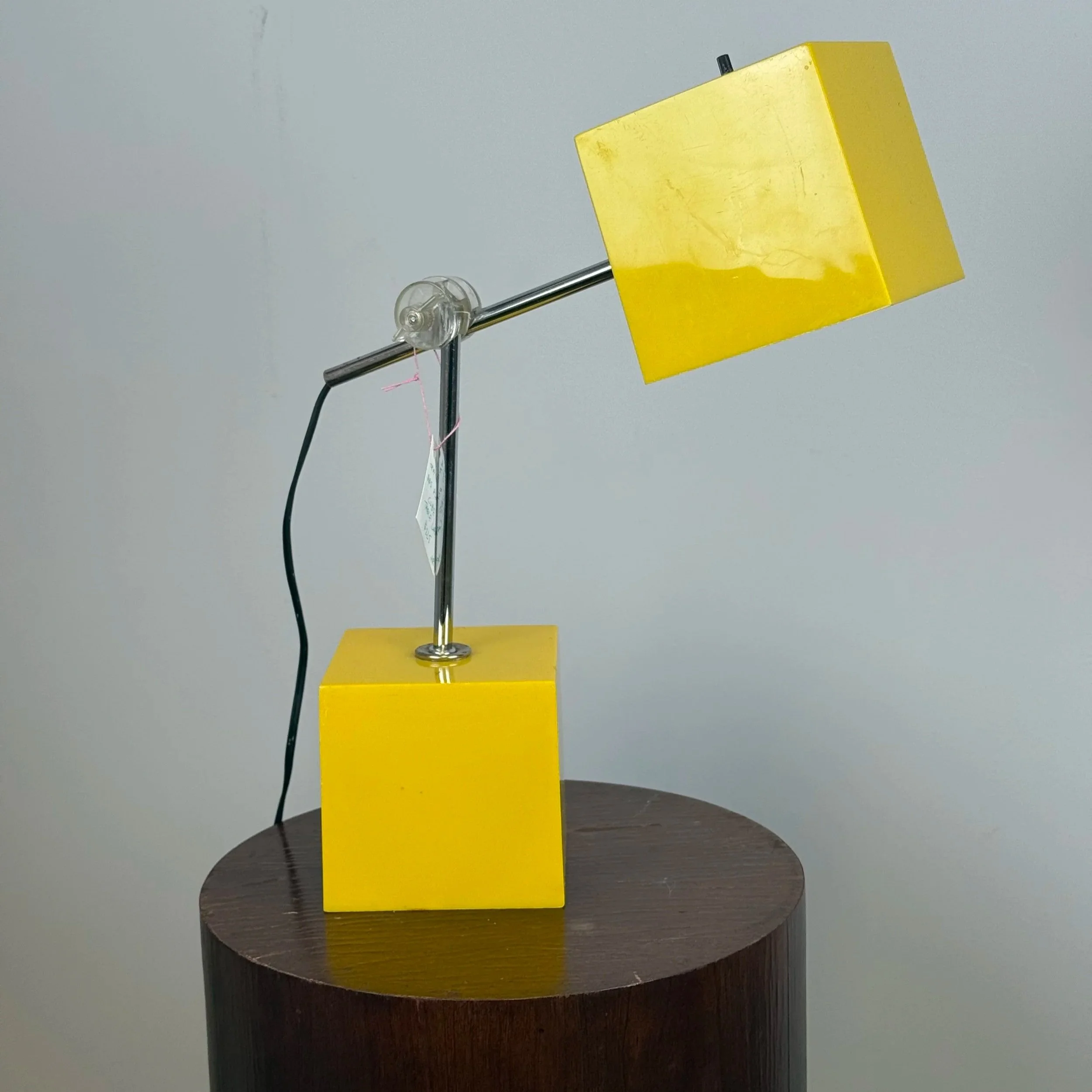 Vintage Yellow Space Age ABS Plastic Cube Table Lamp
