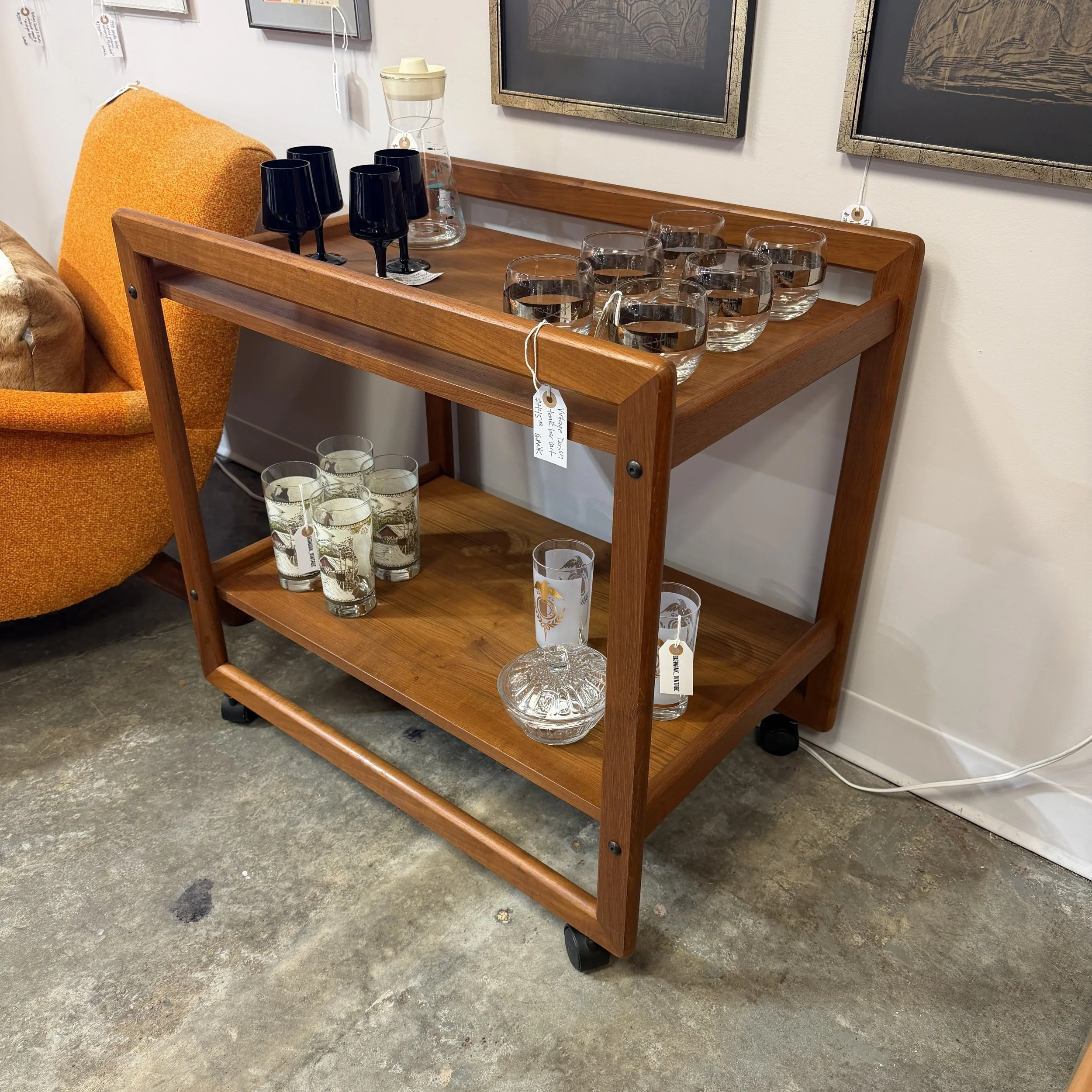 Vintage Danish Teak Bar Cart