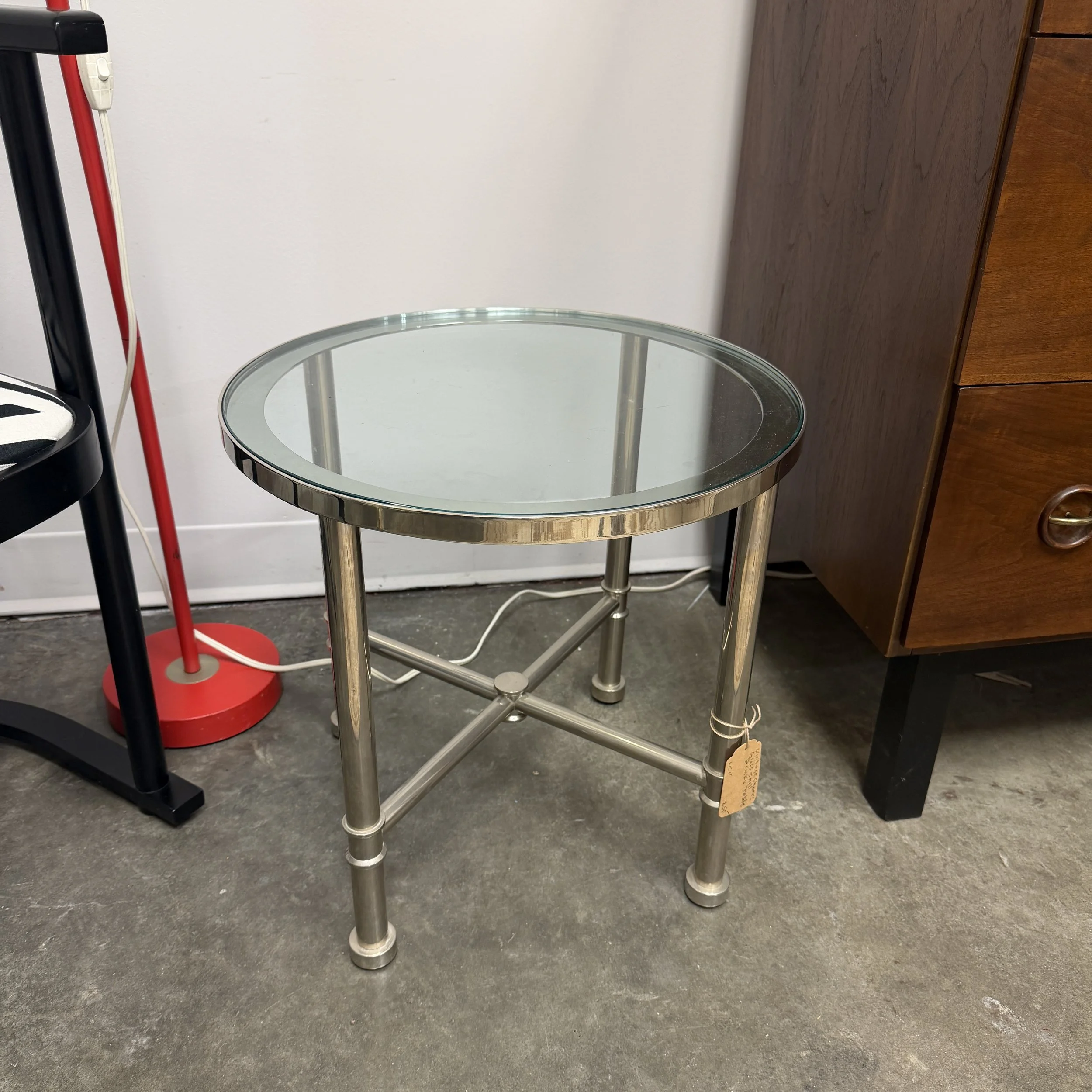 Vintage Chrome & Glass Drinks Table