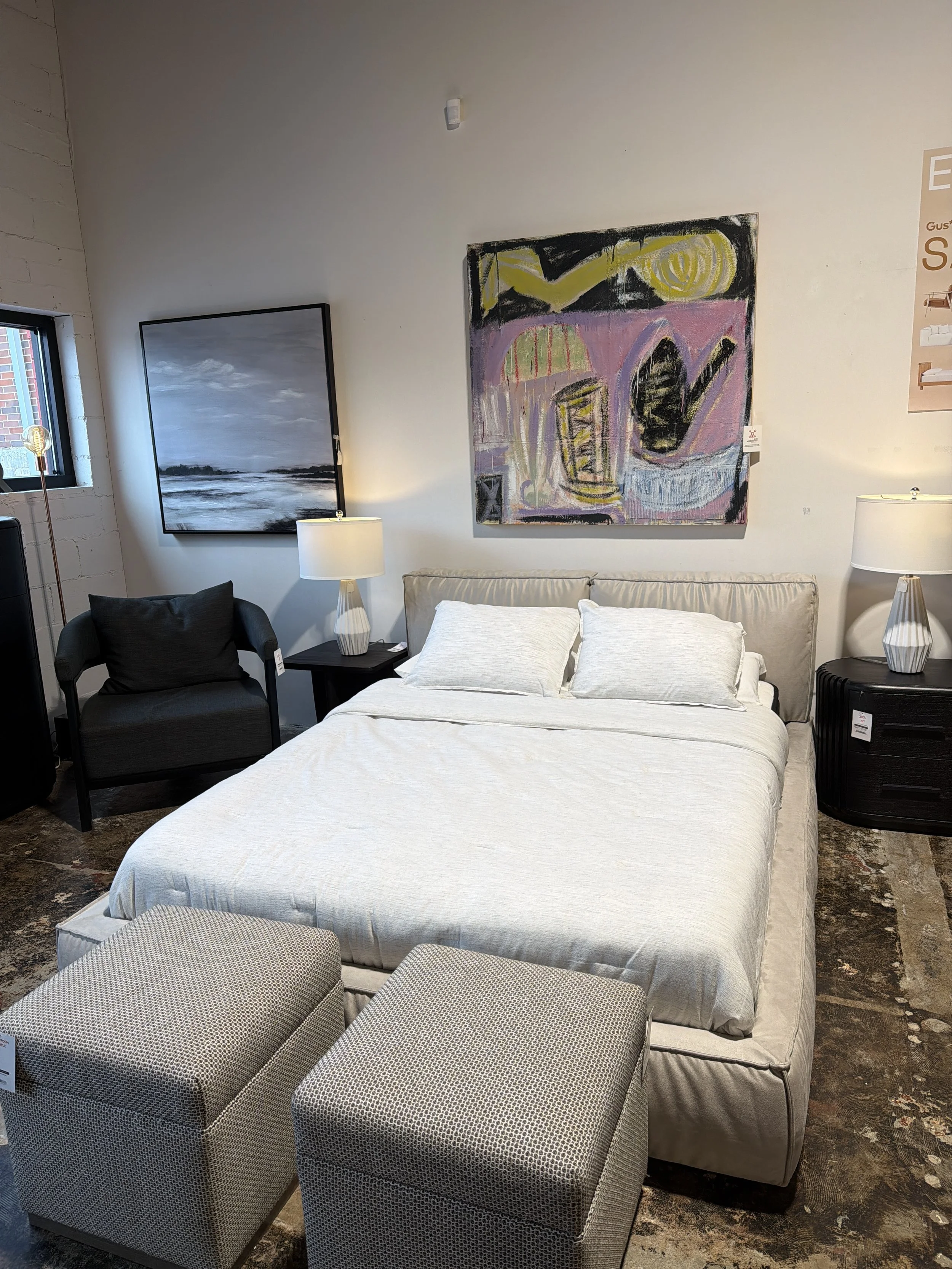 Brizo Queen Bed - Oyster Ultrasuede