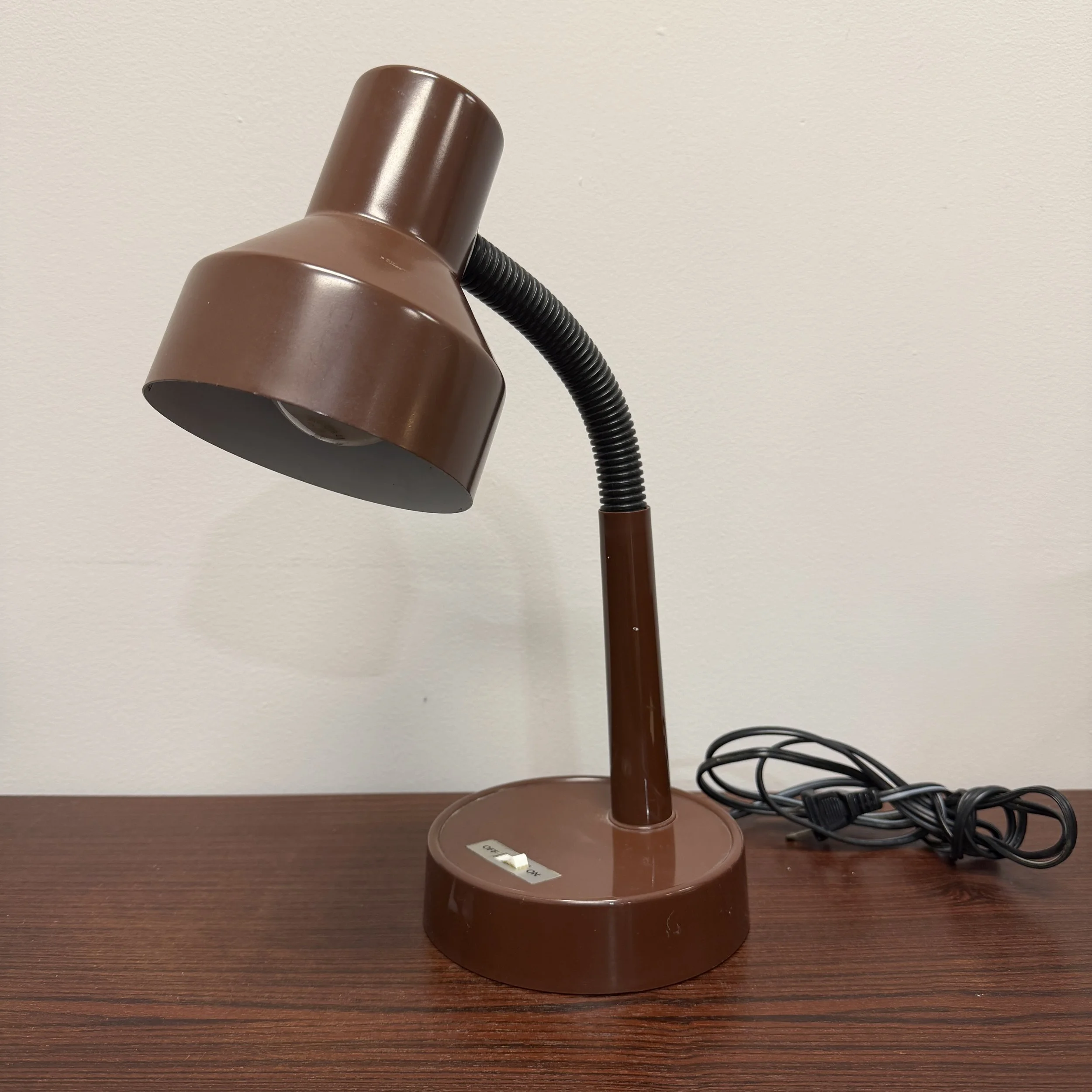 Vintage Gooseneck Desk Lamp, Brown