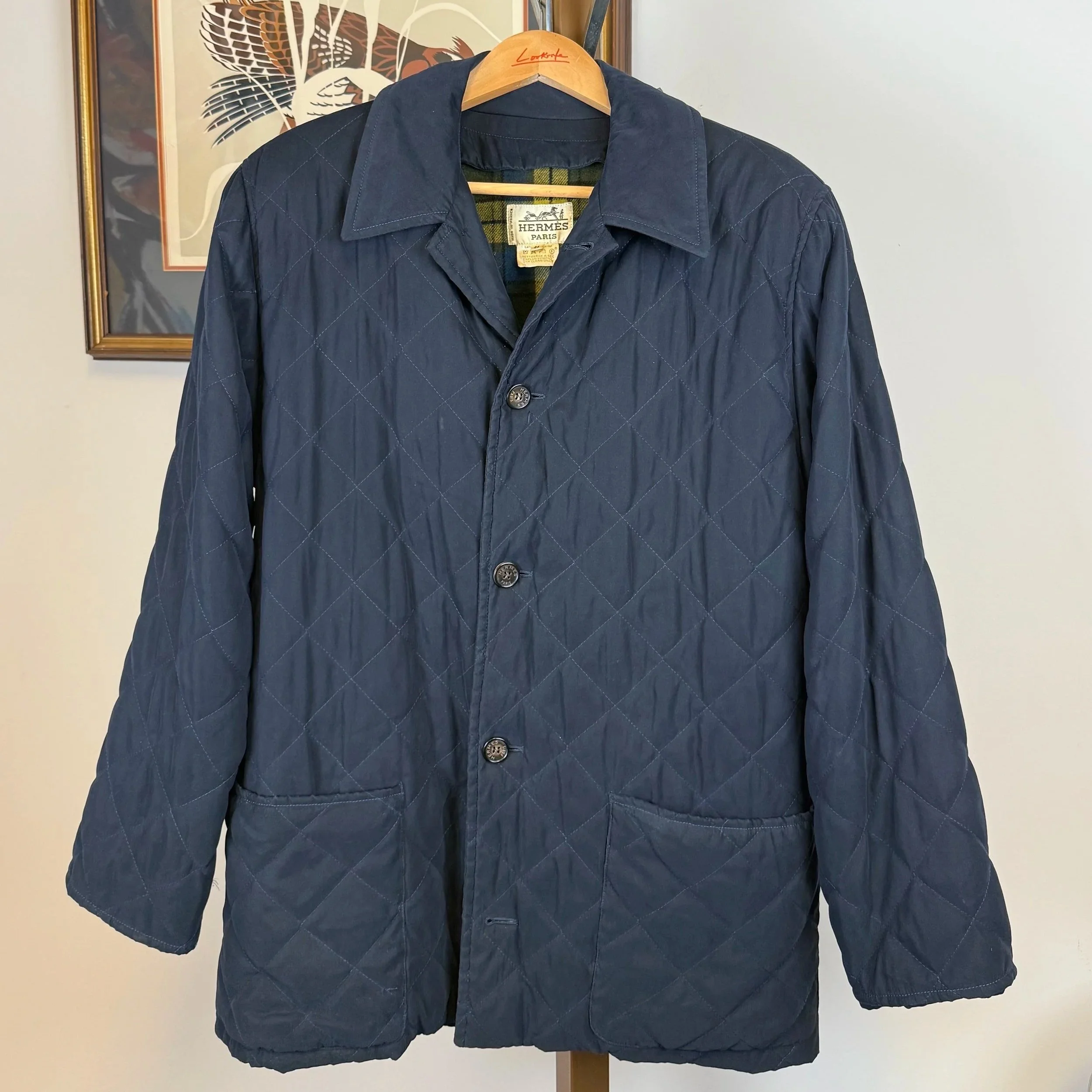 80s Vintage HERMES Quilted Button Up Jacket (44 Reg/L)