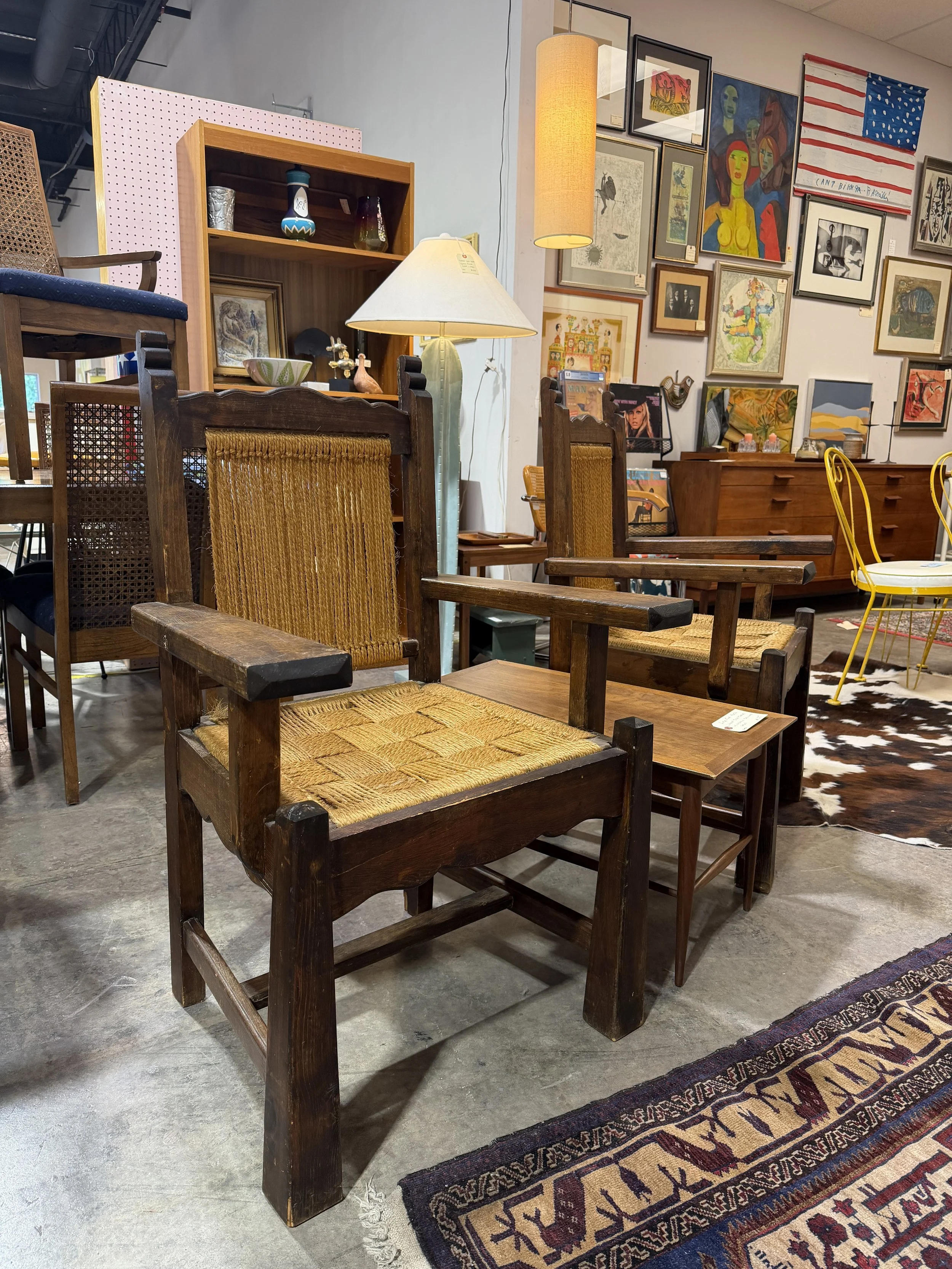 Pair of Antique Mexican Hacienda Chairs, c. 1930s