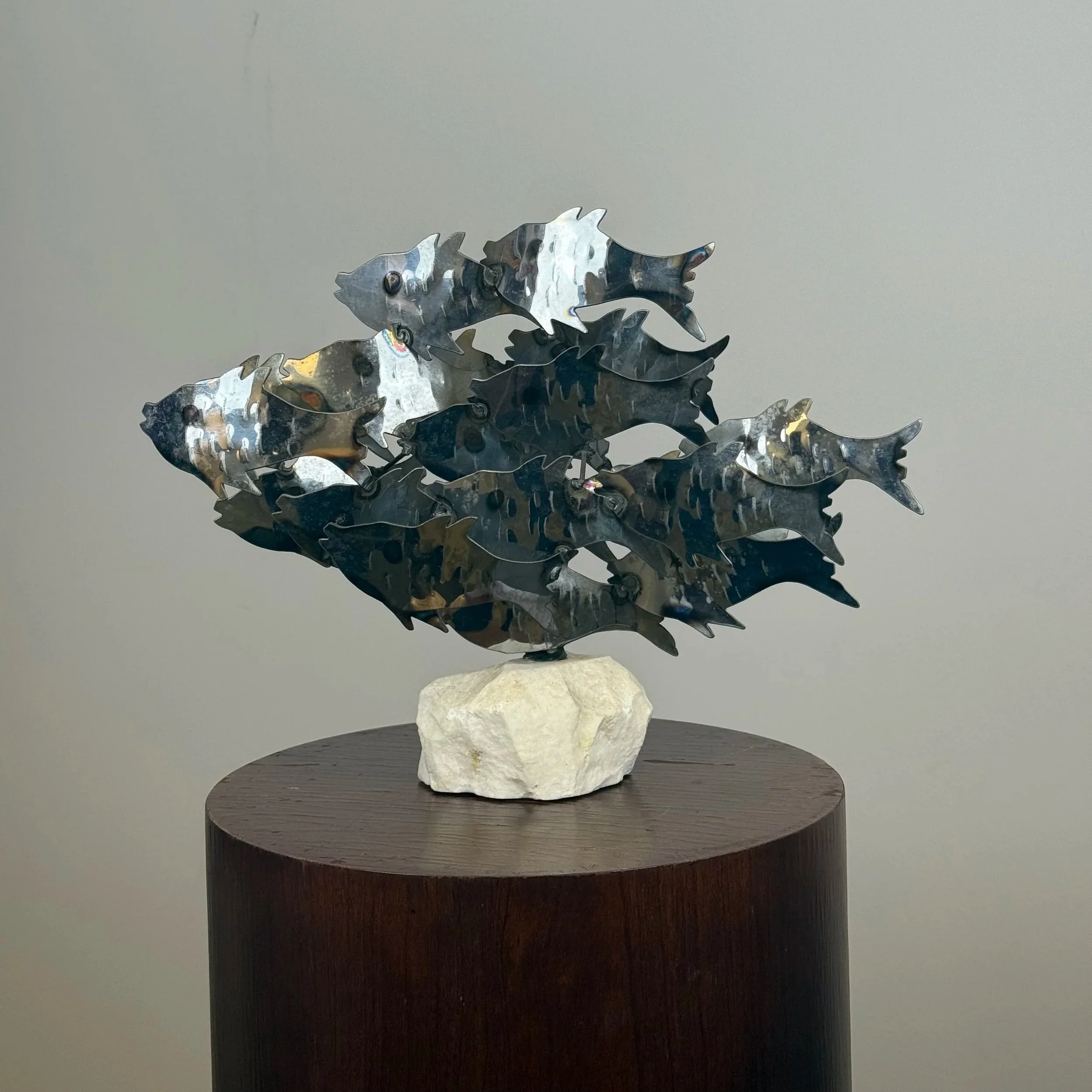 Brutalist Curtis Jere Style School of Fish Sculpture