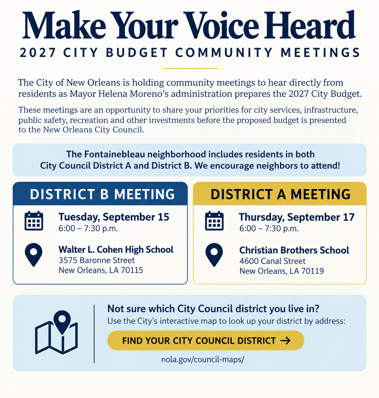 City of New Orleans Budget Meetings