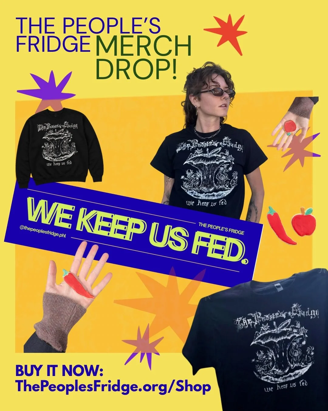 YOU CAN NOW WEAR YOUR SUPPORT FOR THE PEOPLE&rsquo;S FRIDGE! 

You asked and we did our best to make it happen! We&rsquo;ve been working on putting together merch for some time now. All made with love, locally! 

Apparel design by @prayers.zine ! 
Sc