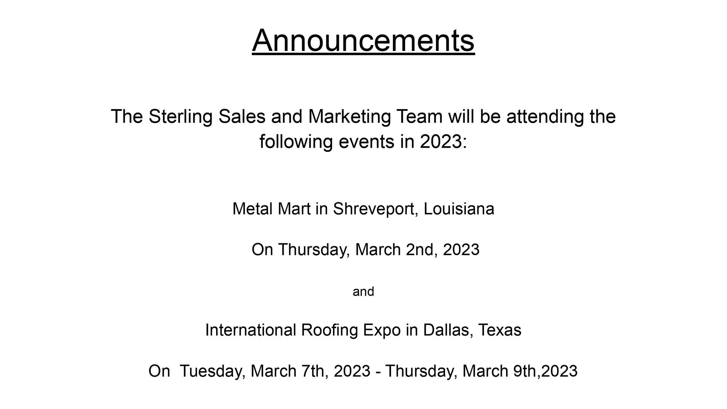 Sterling Sales and Marketing, LLC.