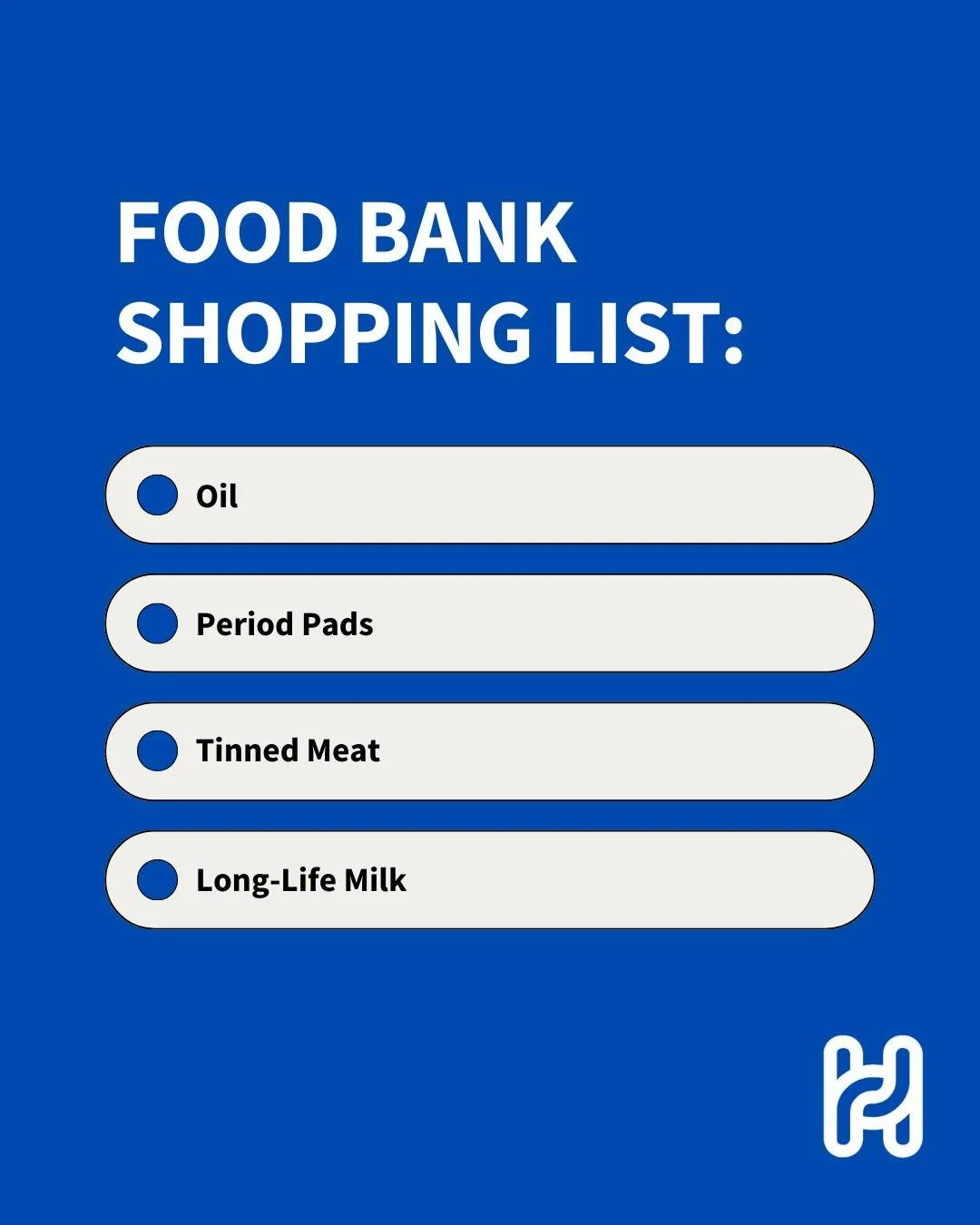 We're running low on some essentials this week. If you're out shopping, could you pick up an item or two for your local food bank?