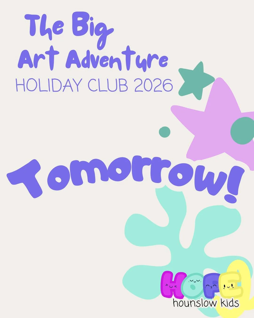 This is a reminder that Holiday Club starts tomorrow! We look forward to seeing you there.

Send us a dm if you have any questions 😊