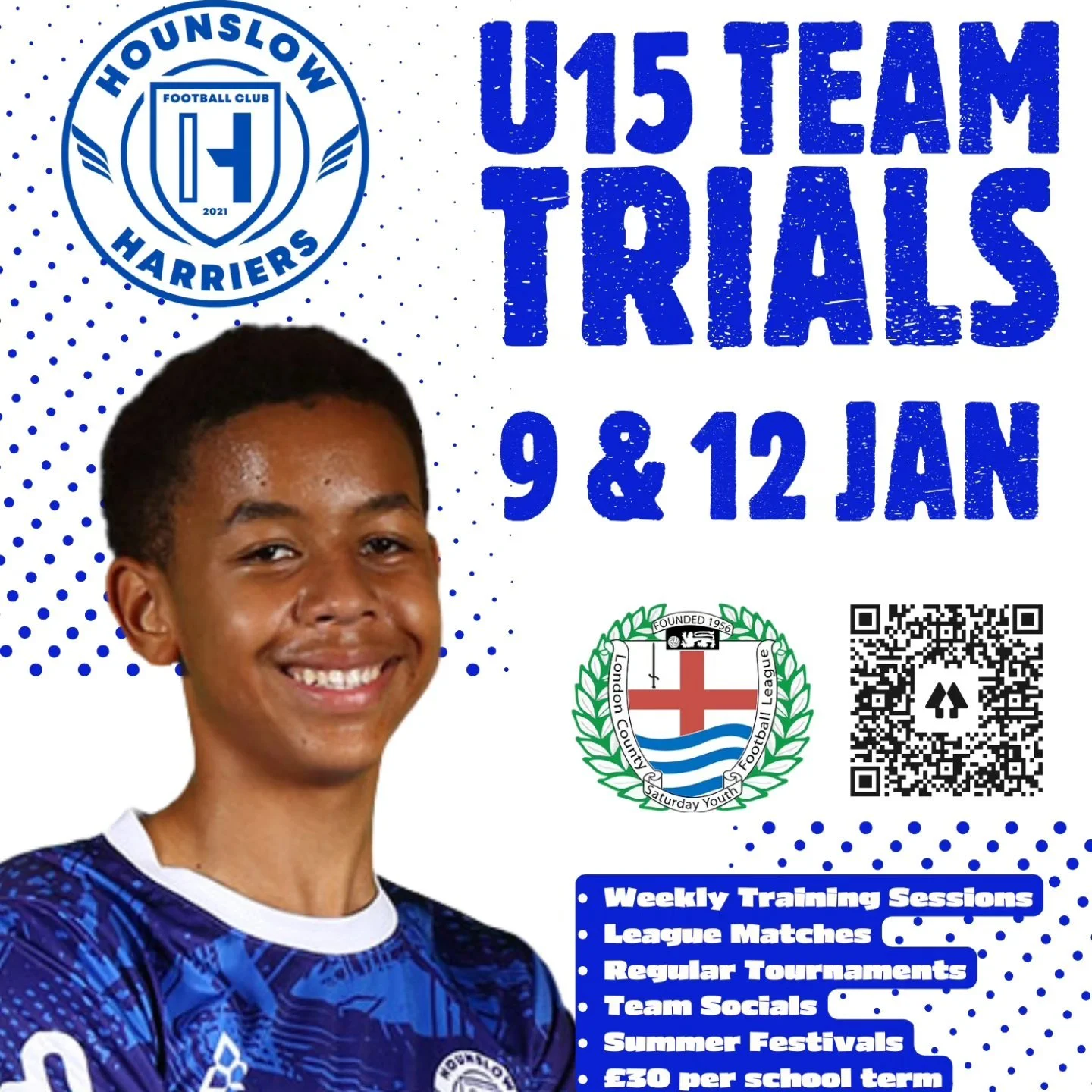 On Thursday 9 and Sunday 12 January, we are running our first trial session for our under 15 team.
We're looking for players in year 11 to join our team and increase our squad size and quality in what's been a great season so far.
Do you fancy showin