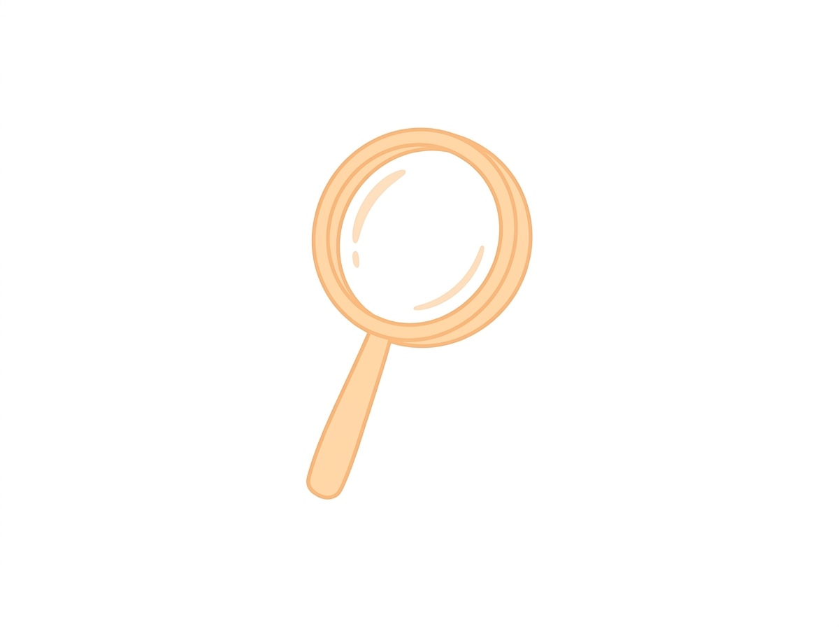 Light orange magnifying glass on white background