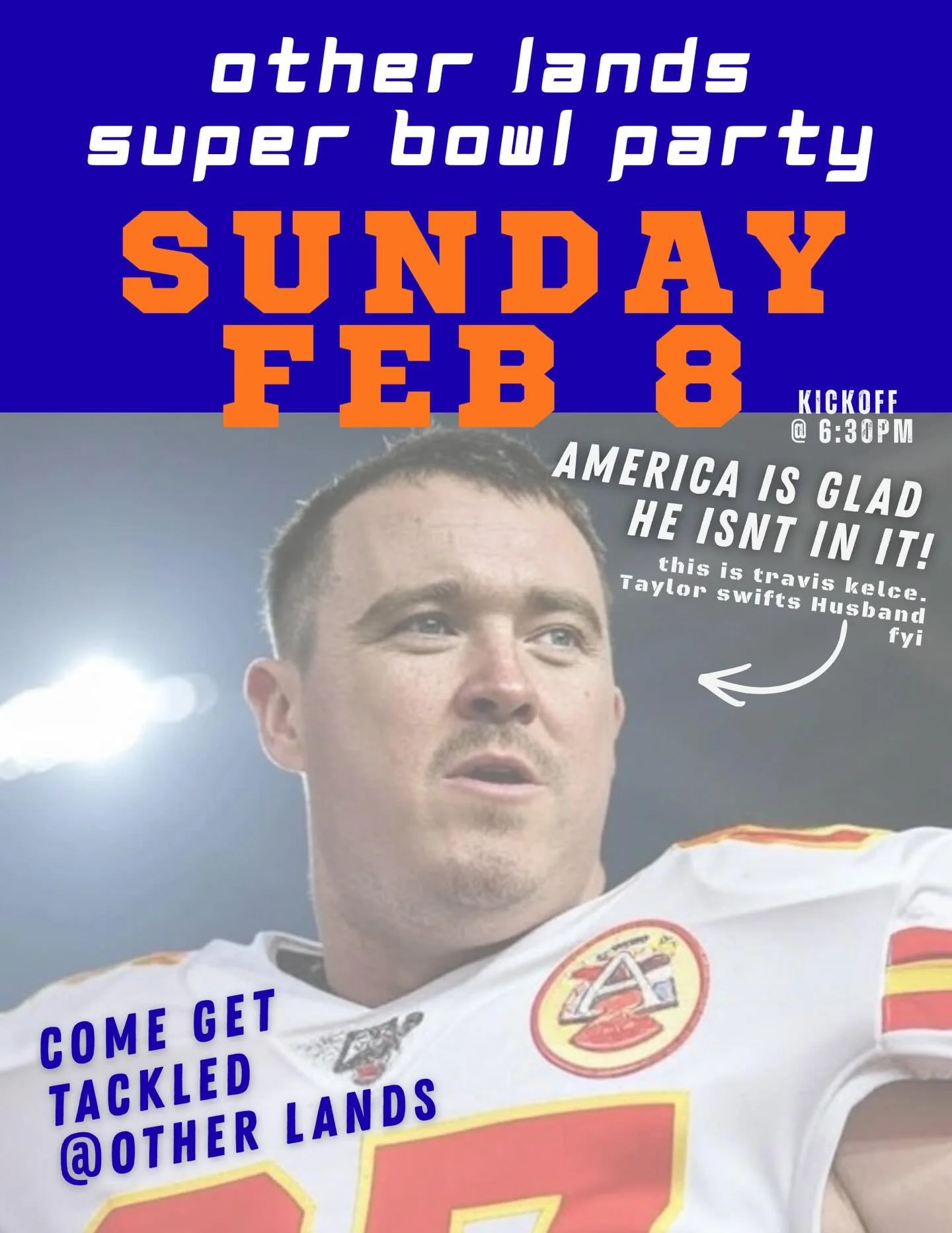 It&rsquo;s time to get tackled! 🏈

Super Bowl Sunday is back at Other Lands for the 3rd year and we&rsquo;ve been practicing our form. Our 3 point stances have never been tighter. RPO all day. Try to stop this offense (good luck). 

We will have our