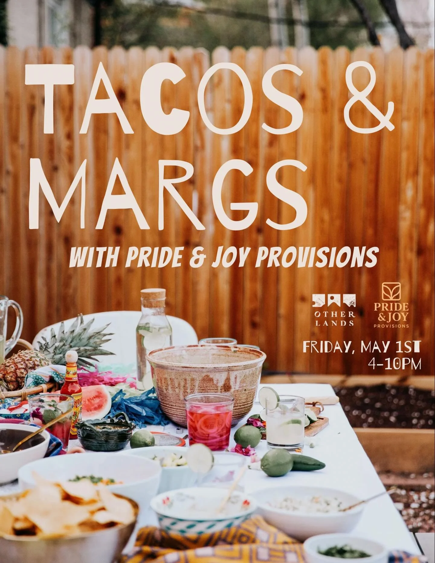 Tacos &amp; Margs 🍋&zwj;🟩🌮🌞

Our first kitchen takeover in quite some time! Featuring Chef Carlos Baez of @prideandjoyprovisions and formerly Mr. Crisp. 

Join us Friday May 1st for a laid back, Cinco de Mayo inspired evening of Latin American ea