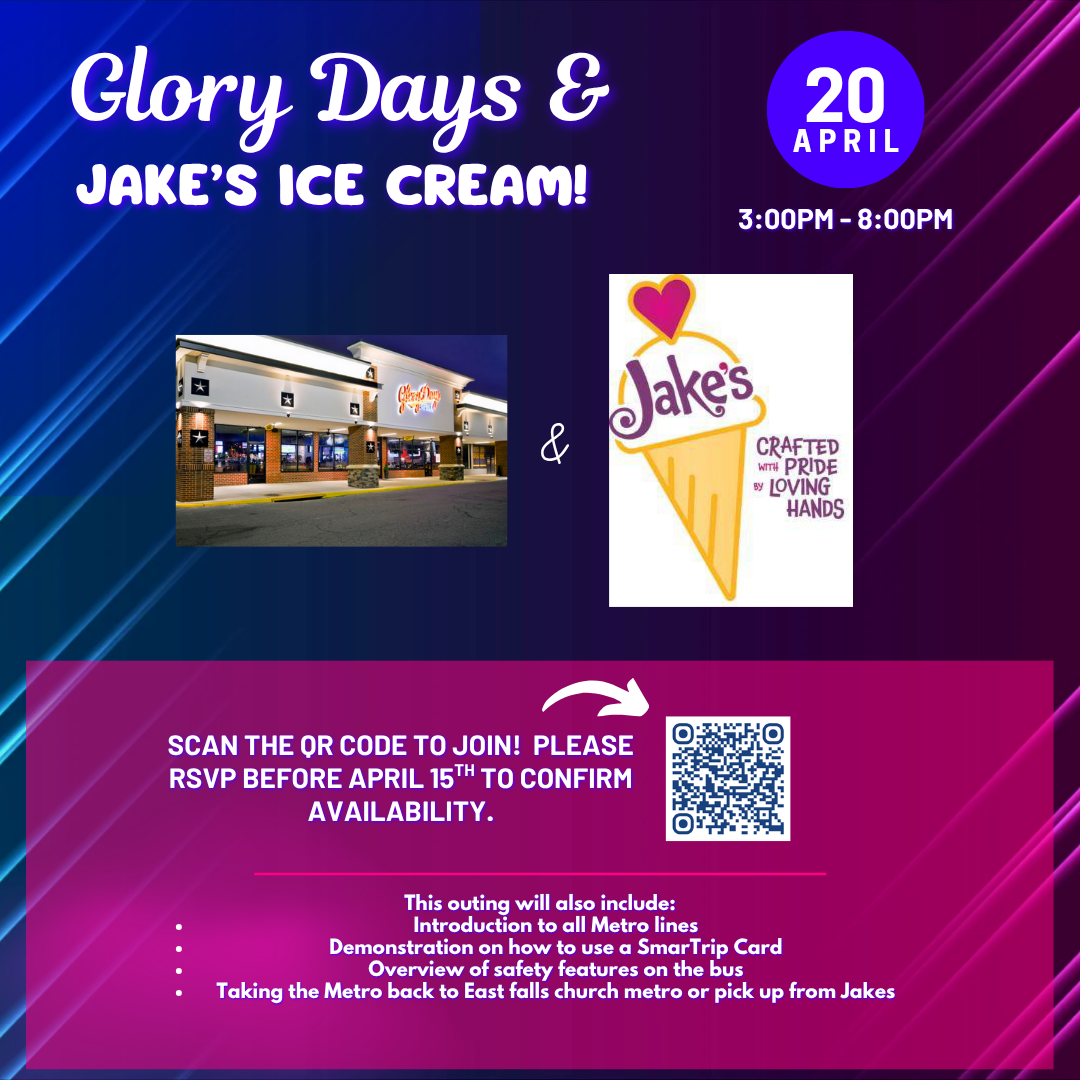 Metro Group Outing: Jake's Ice cream and Glory days