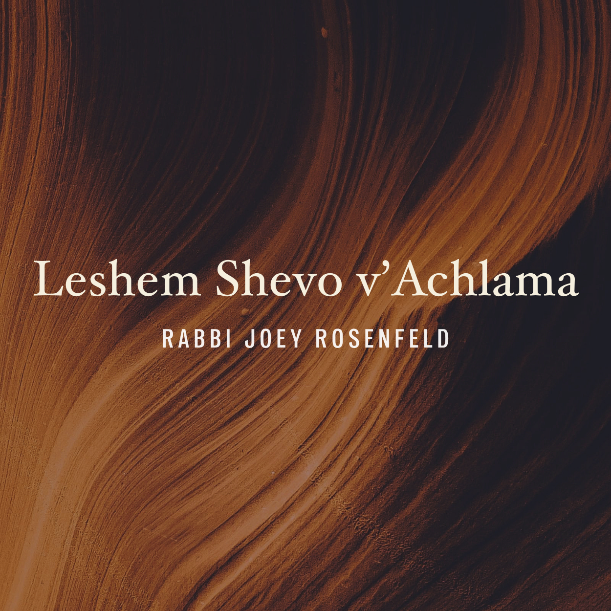 Book cover with wooden texture background displaying the title 'Leshem Shevo v'Achlama' and author's name 'Rabbi Joey Rosenfeld'.