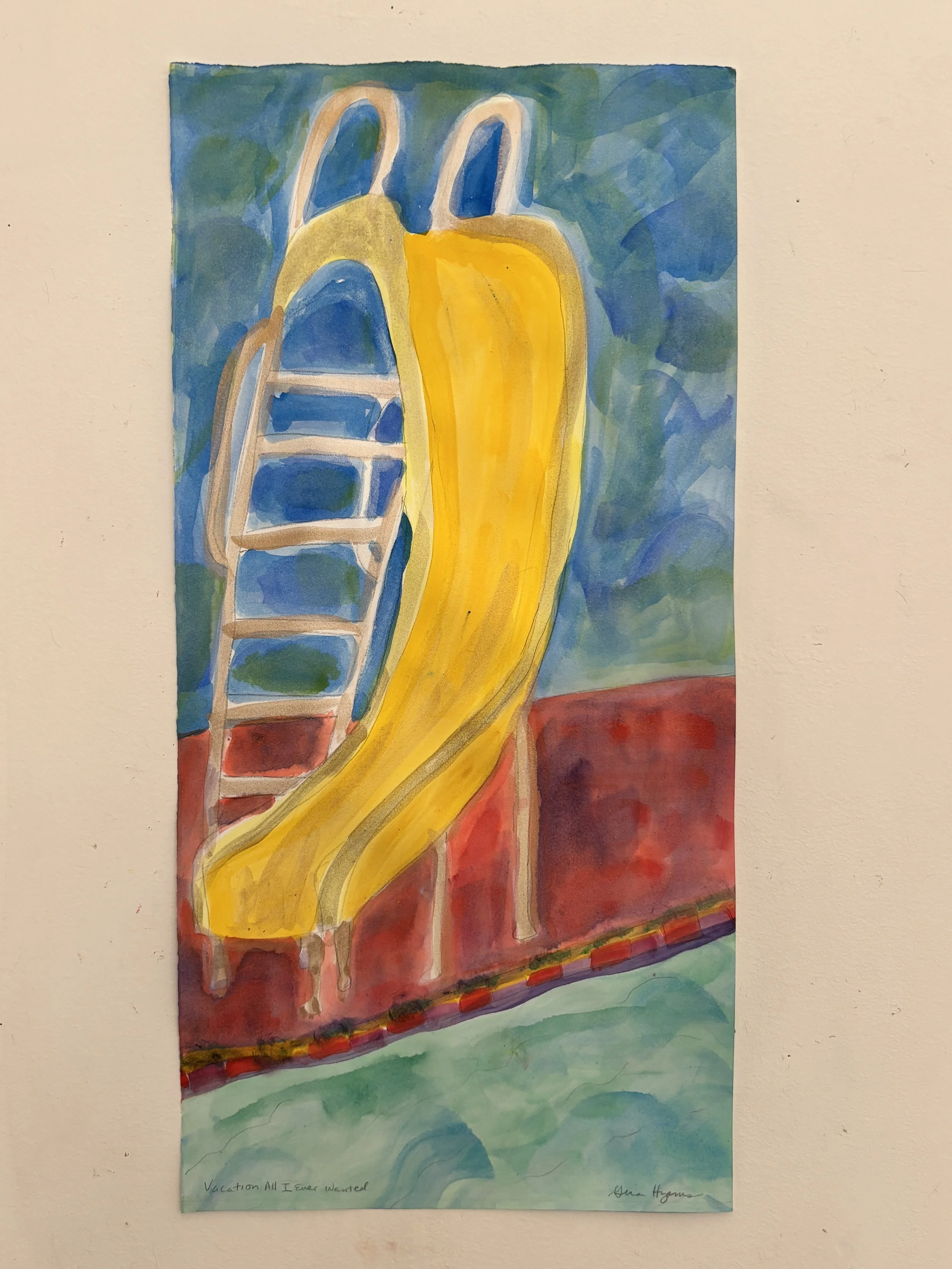 Vacation, All I Ever Wanted, 2026 (graphite pencil, watercolors, 27” x 13”)