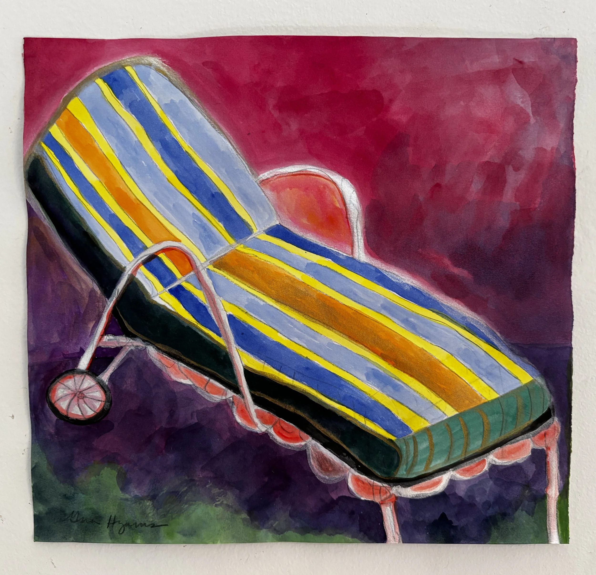 Taking the Waters, 2026 (graphite and watercolors, 13” x 14”)