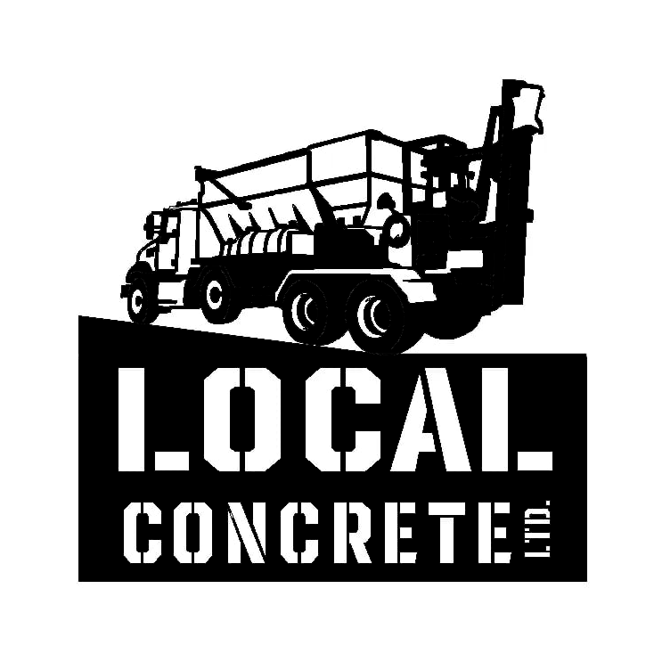 Black and white logo with a concrete mixer truck above the text 'LOCAL CONCRETE LTD.'