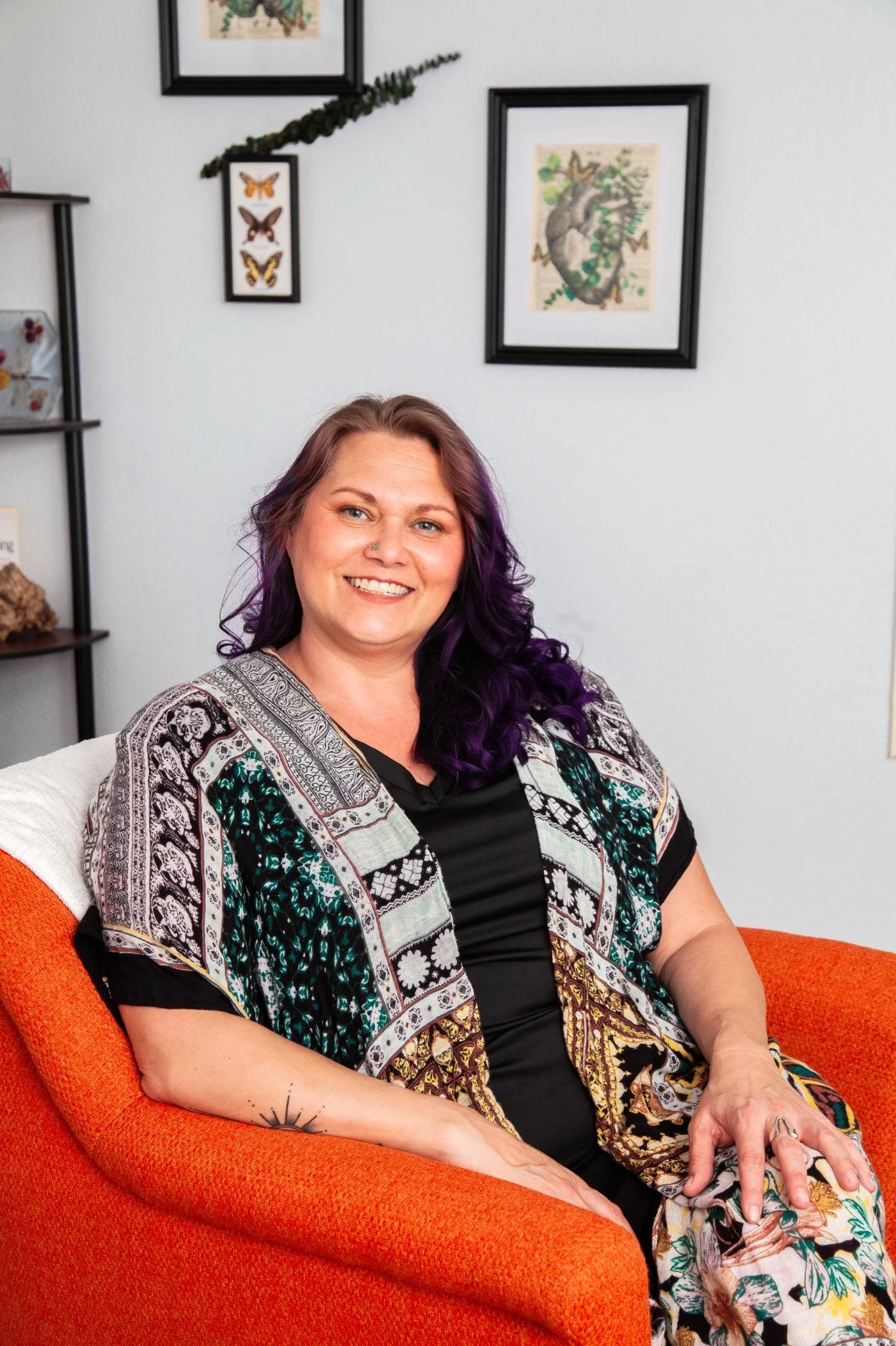 Stephanie Henderson seated in the Whole Heart Brainspotting office in Citrus Heights, California.