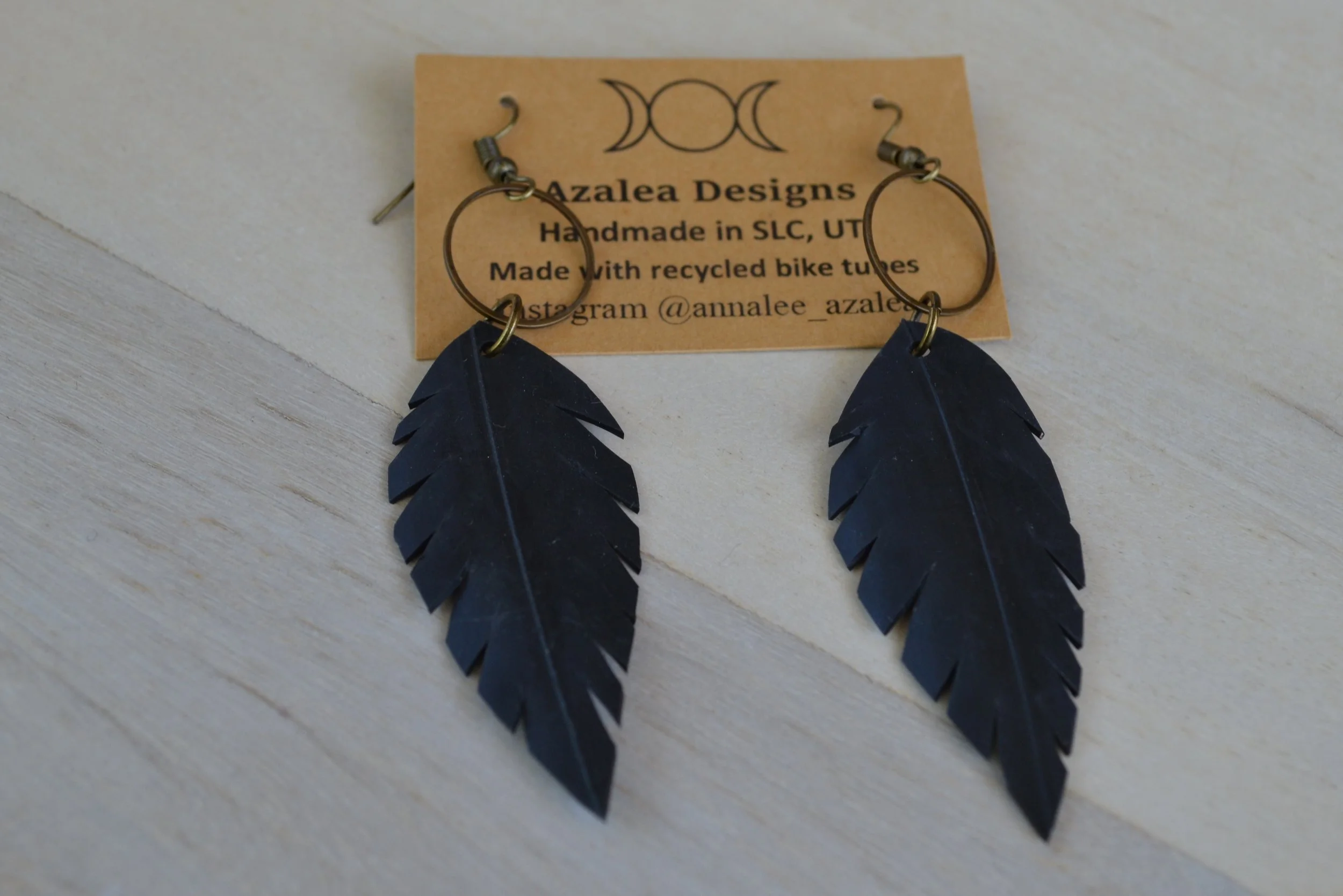 Upcycled Bicycle Inner Tube Earrings by Azalea Designs — Golden