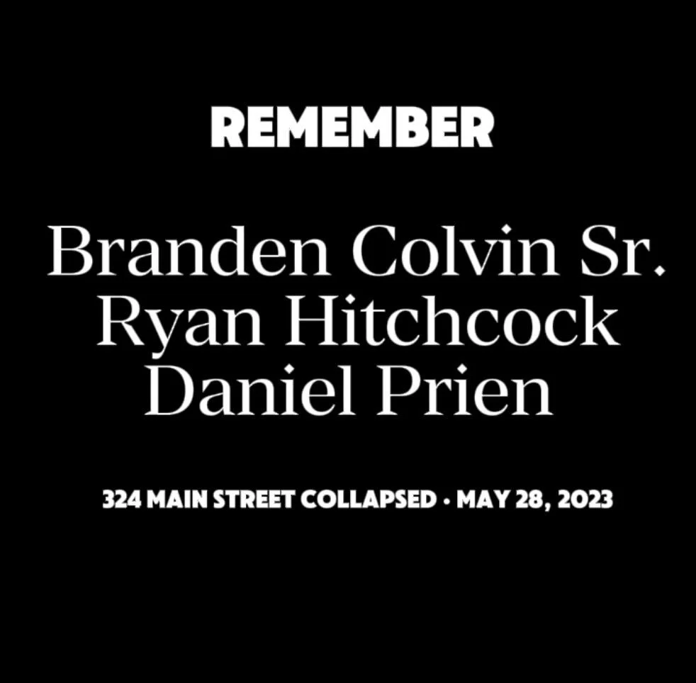Today marks three years since the collapse of 324 Main Street in downtown Davenport.

We remember Branden Colvin Sr., Ryan Hitchcock, and Daniel Prien.

We also acknowledge every person who was injured, displaced, unhoused, traumatized, or forever ch