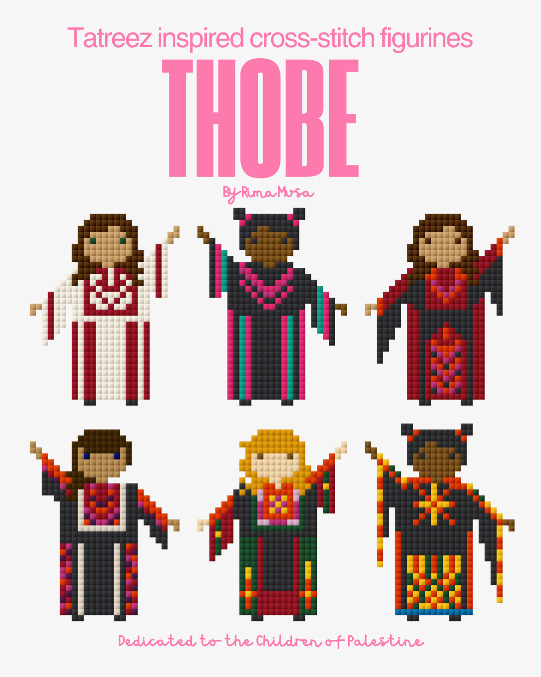 THOBE - Tatreez inspired cross-stitch figurines by Rima Musa.png