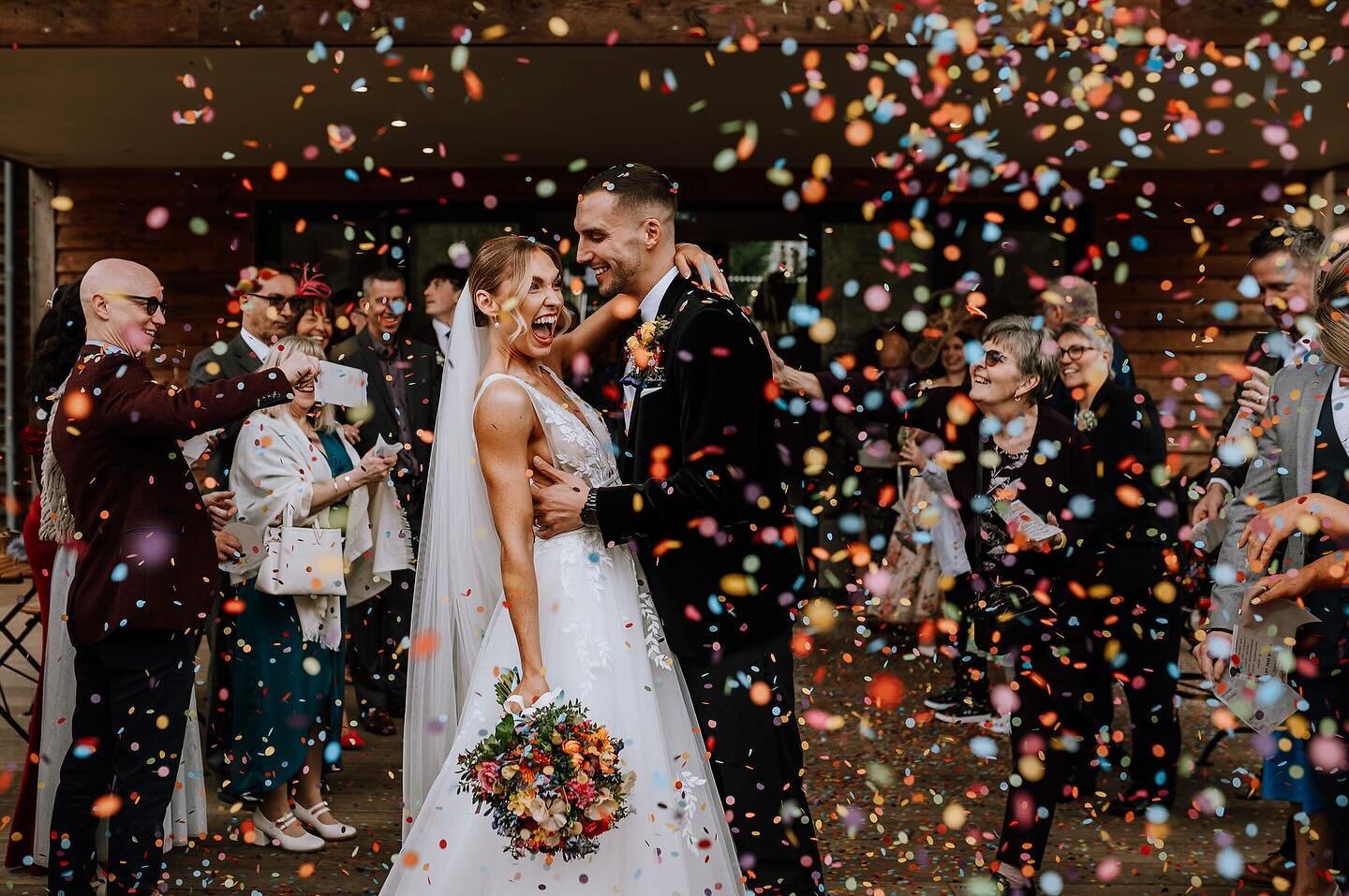 There&rsquo;s just too many amazing photos from Spence &amp; Gee&rsquo;s big day yesterday at the stunning @themillbarnsvenue 💕 it was so full of colour &amp; fun, and the bridal party really brought the energy 🥂🌟