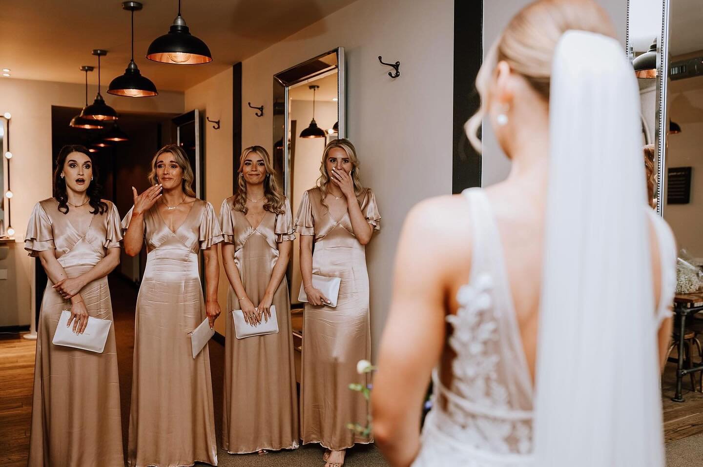 Gee&rsquo;s bridesmaids couldn&rsquo;t hold back their emotions as they saw her for the first time in her gorgeous dress!