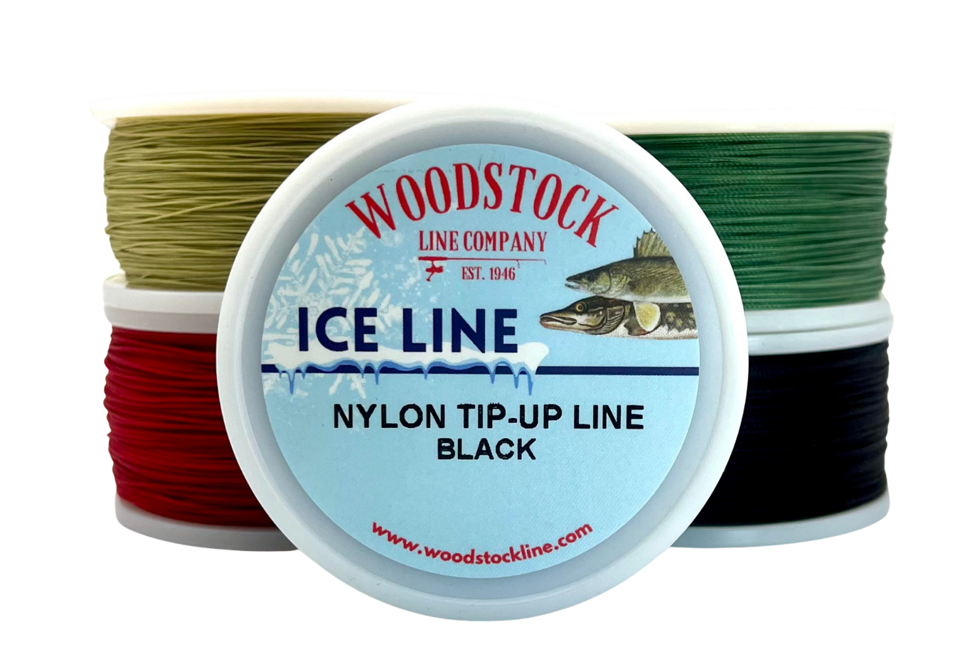 WOODSTOCK ICE FISHING TIP-UP LINE 18# TEST 150YD SPOOL DARK RED BRAIDED  NYLON 