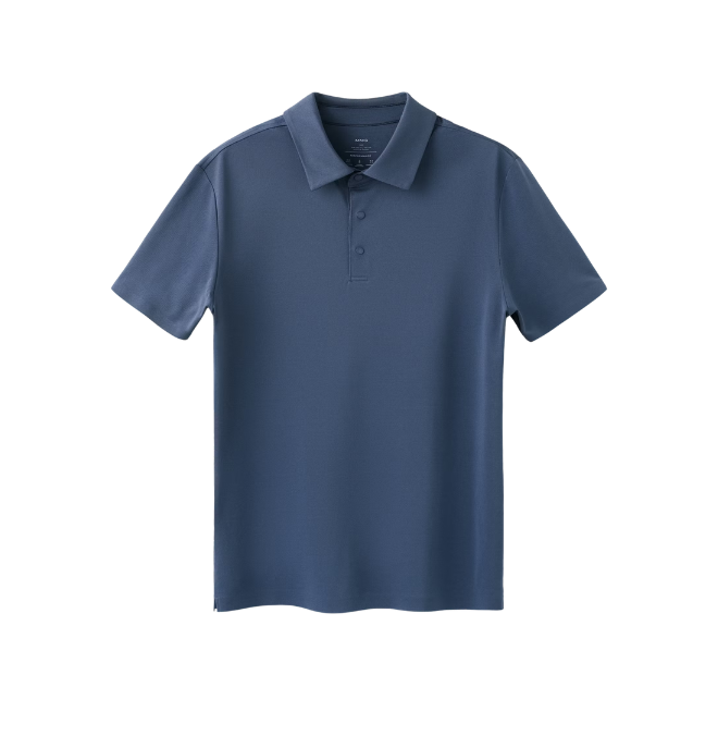 Blue polo shirt with collar and buttons