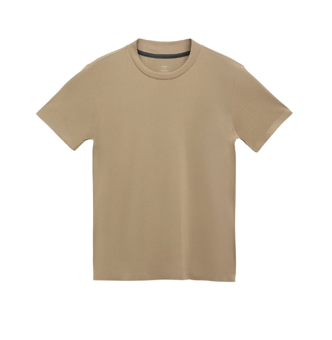Beige short-sleeve crew neck t-shirt