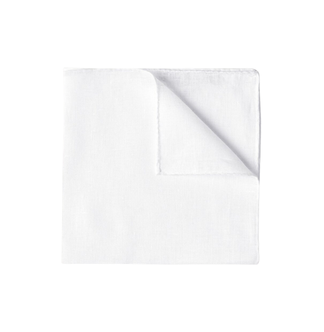 A neatly folded white napkin with a corner turned over, showing a smooth and clean surface.