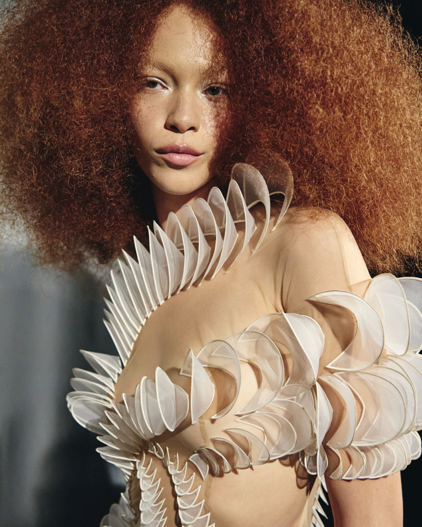 Spiber and Iris van Herpen collaboration at Paris Haute Couture Fashion Week AW2025. Photo credit: Spiber.inc