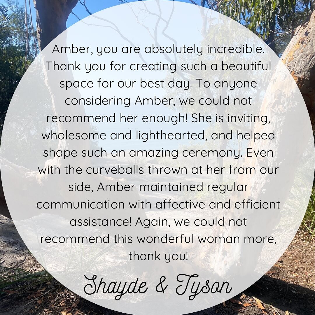 Reviews that fill my heart (and boost my ego) 🤍

Absolutely stoked to have had the honour of marrying these two magic humans a few weeks ago! 

#wedding #celebrant #review #marriagecelebrant #nsw #centralcoast #weddingcelebrant #testimonial