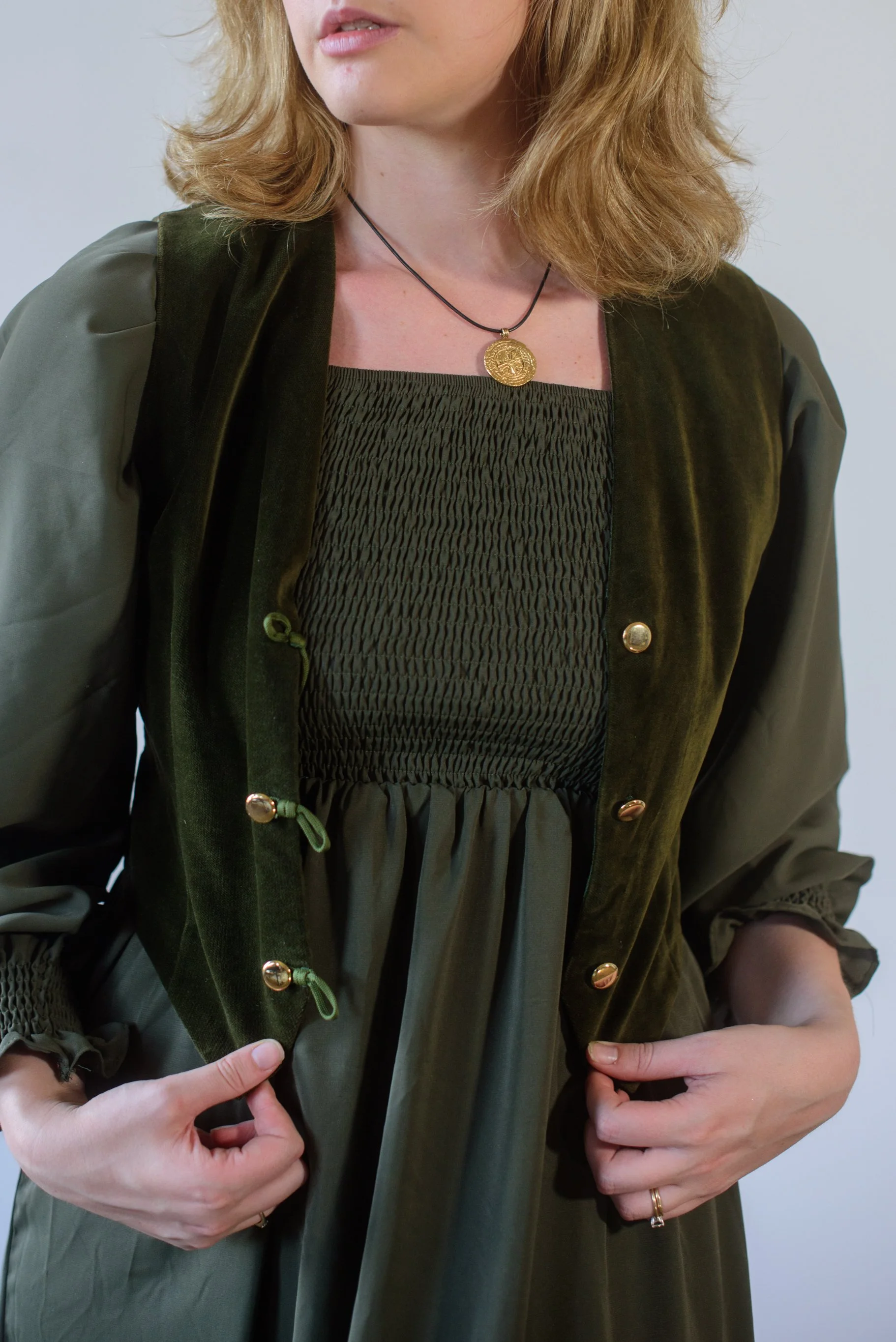 Green Velvet Vest (Size M)