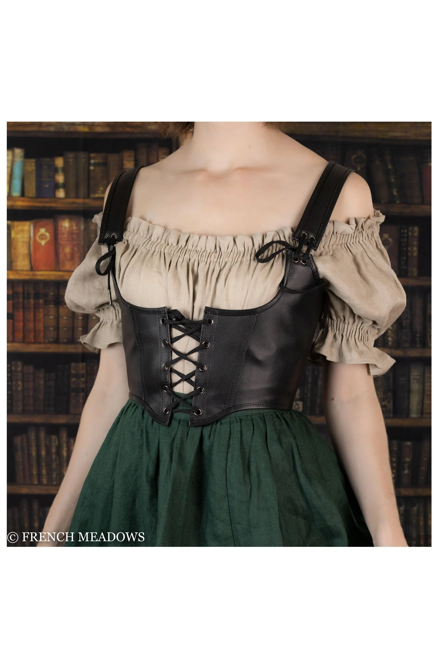 French Meadows Black Leather Underbust Corset Belt