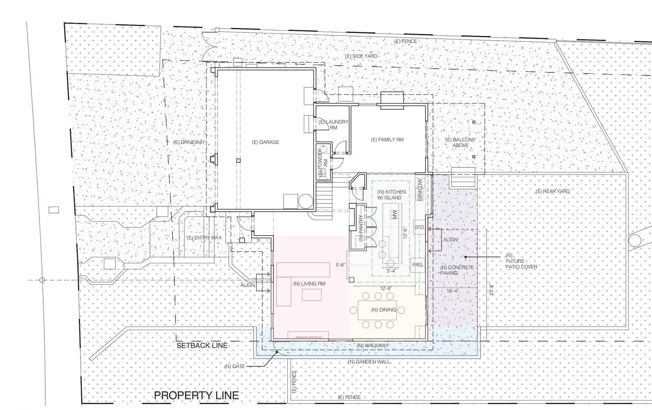 BLD residential second floor expansion with kitchen re-layout in Chino Hills, California, design integrates new exterior design, rear yard connection, and open communal spaces